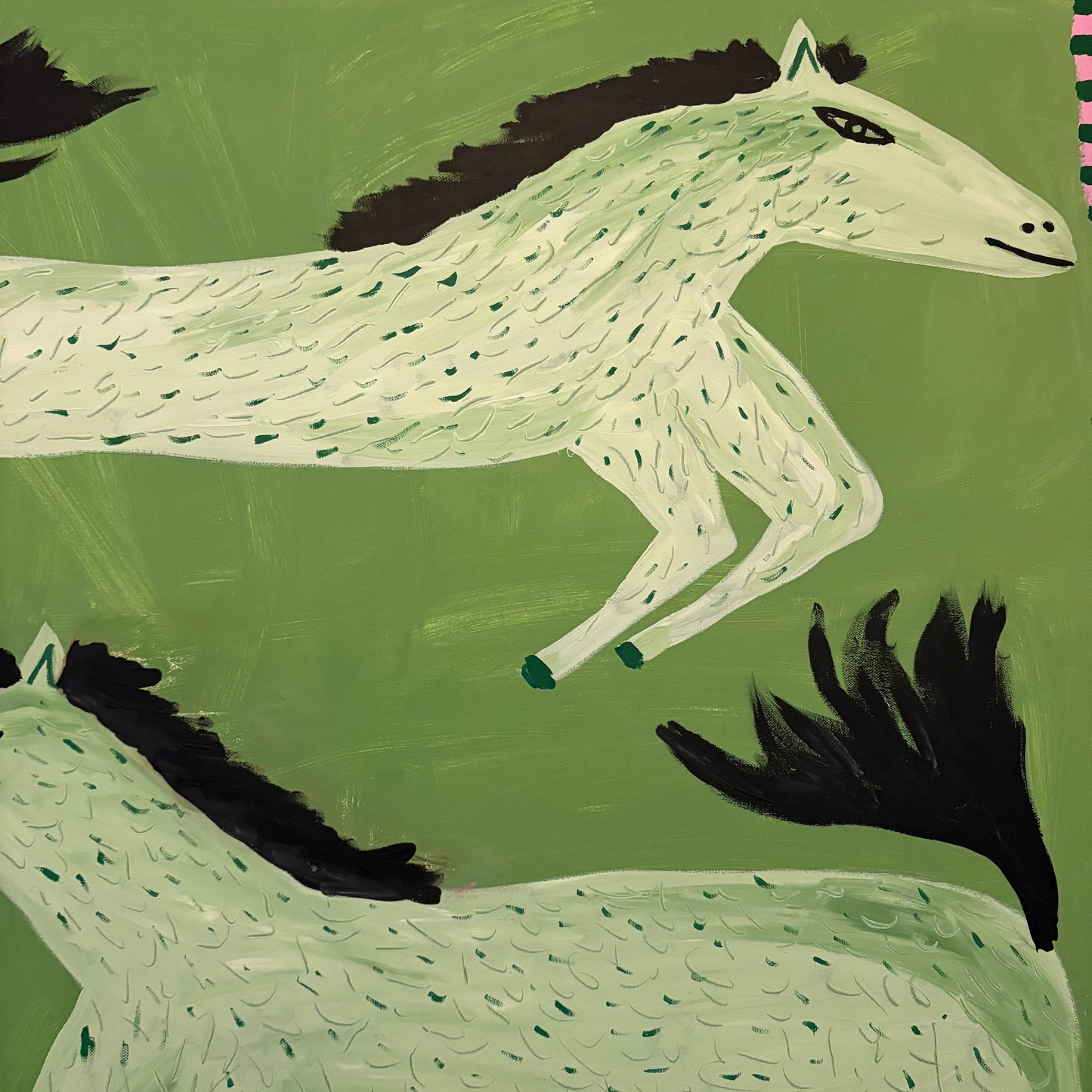 Two white horses.