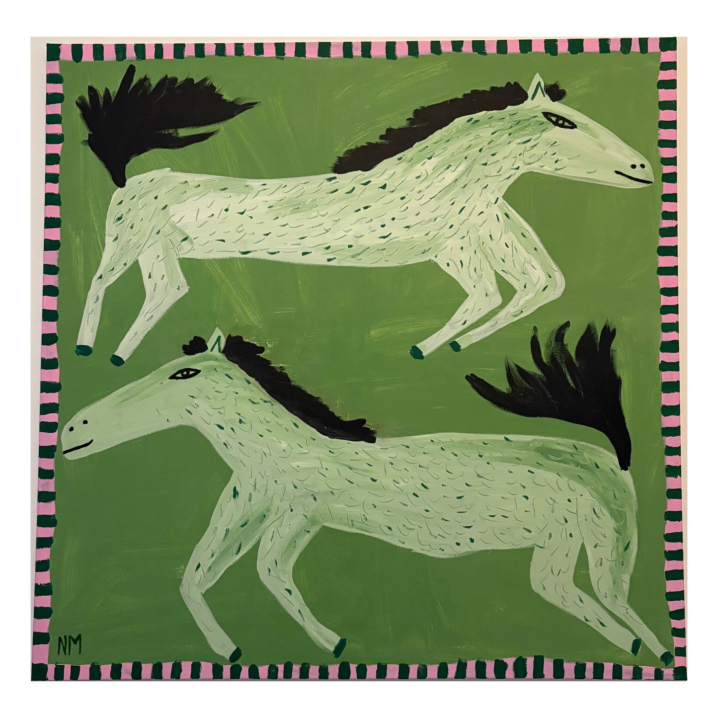 Two white horses.