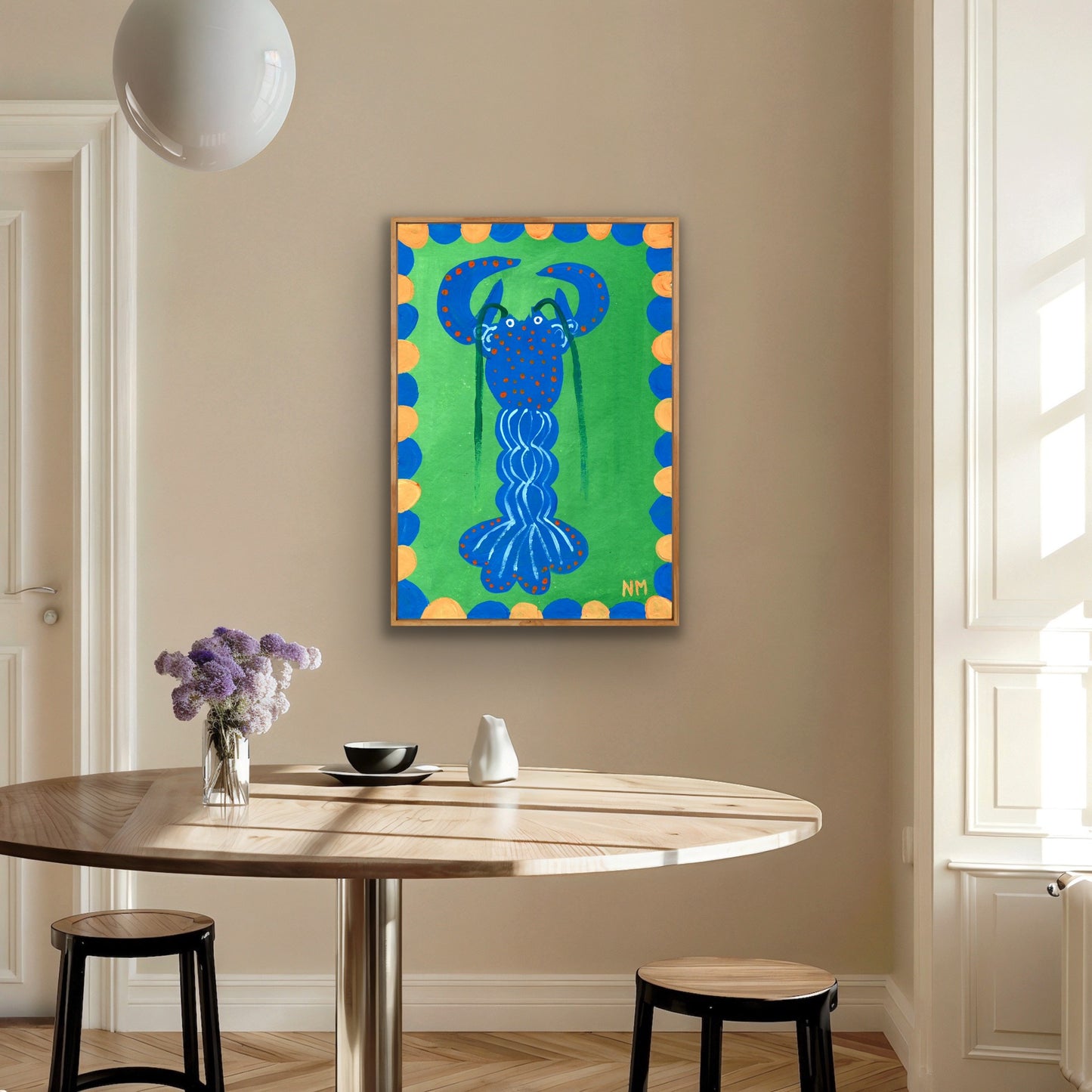 Blue lobster print.