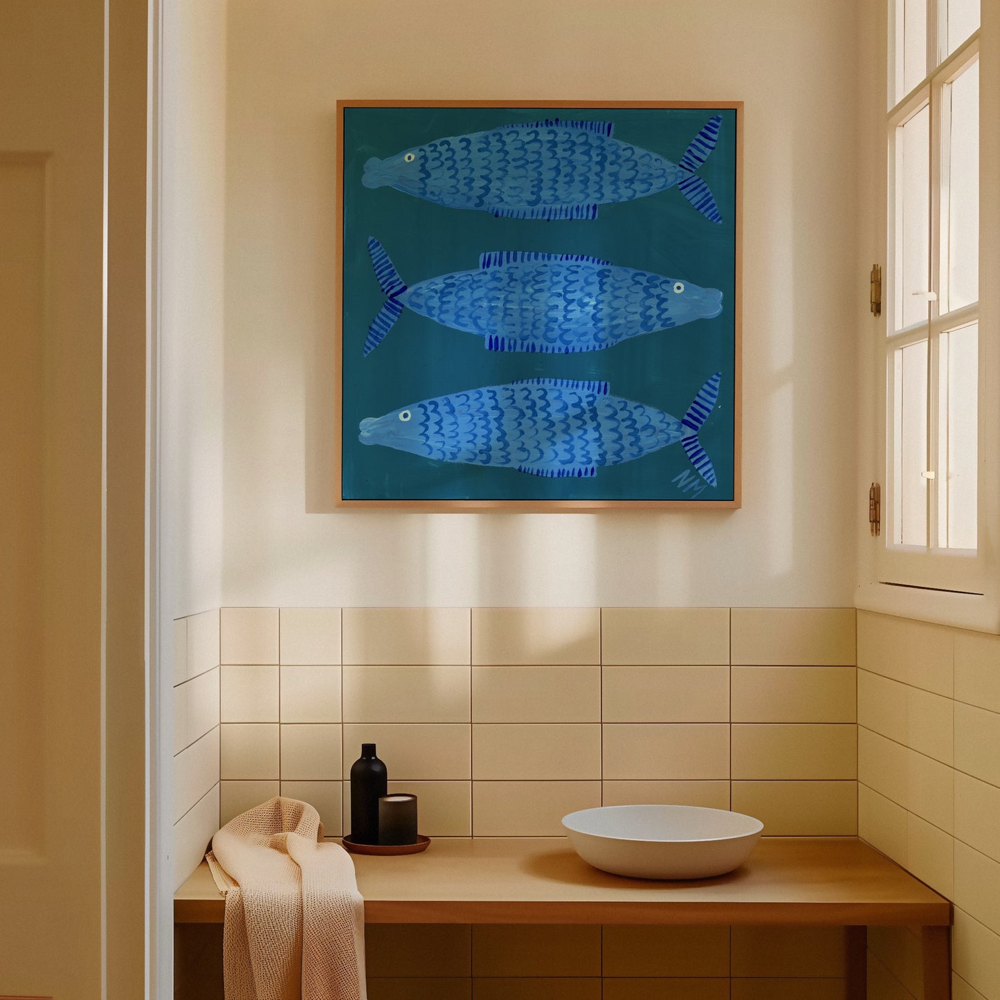 Three blue fishes.