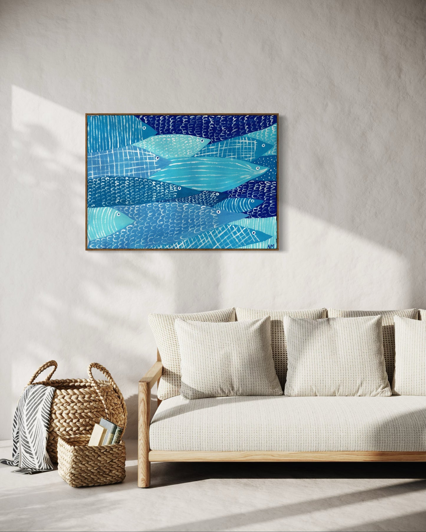 Blue fishes print