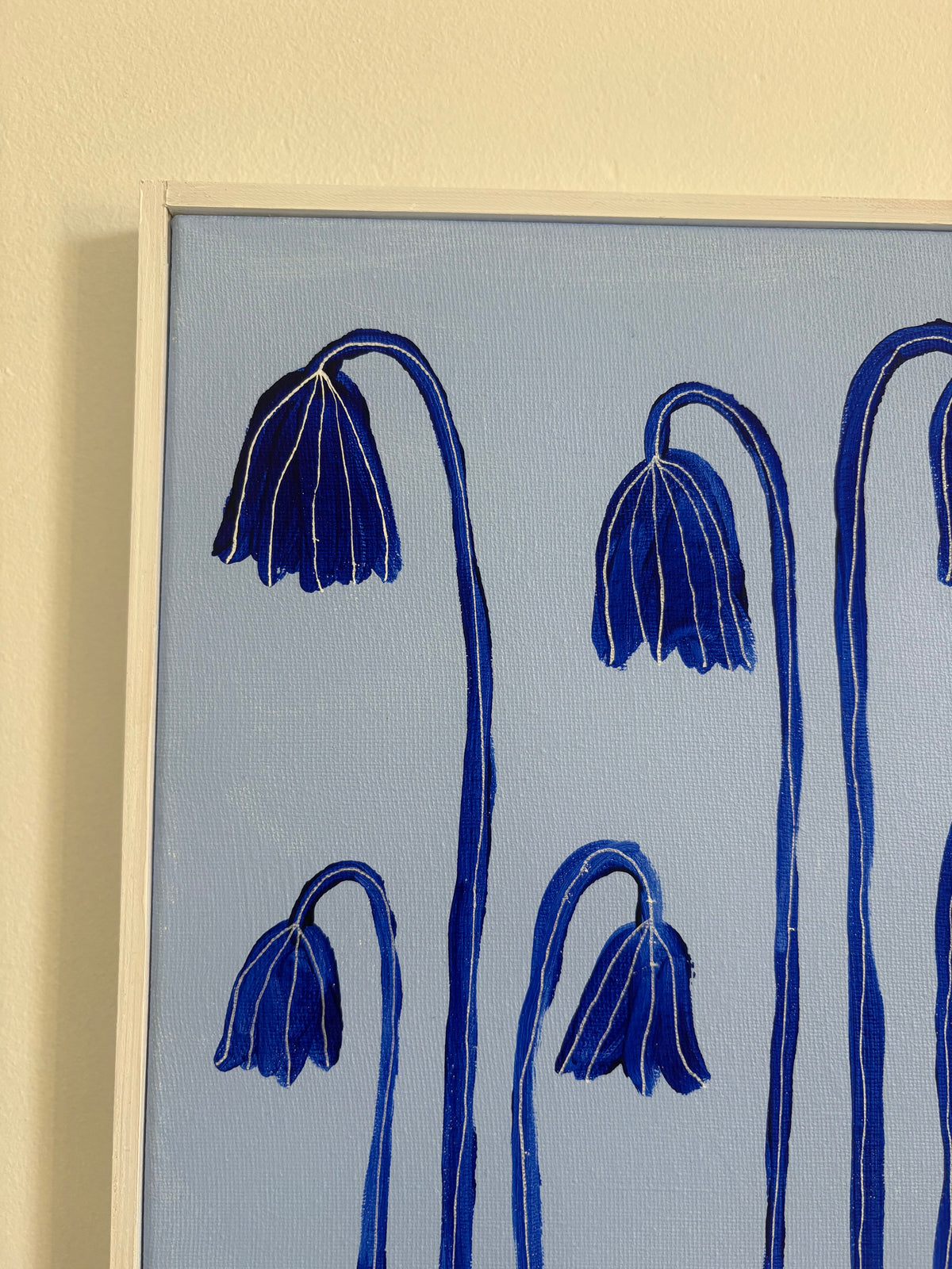 Blue flowers in the blue sky.