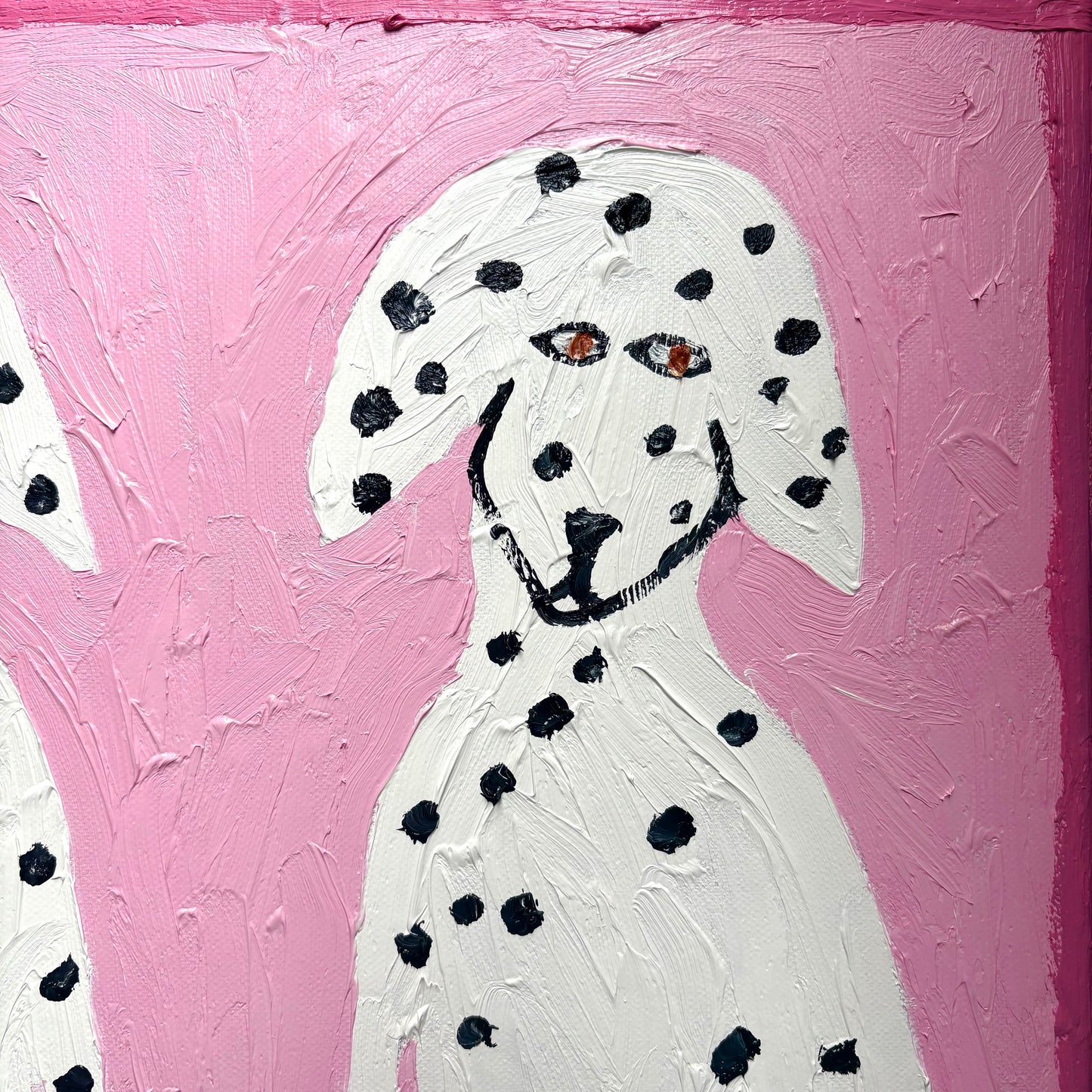 Dalmatians on pink.