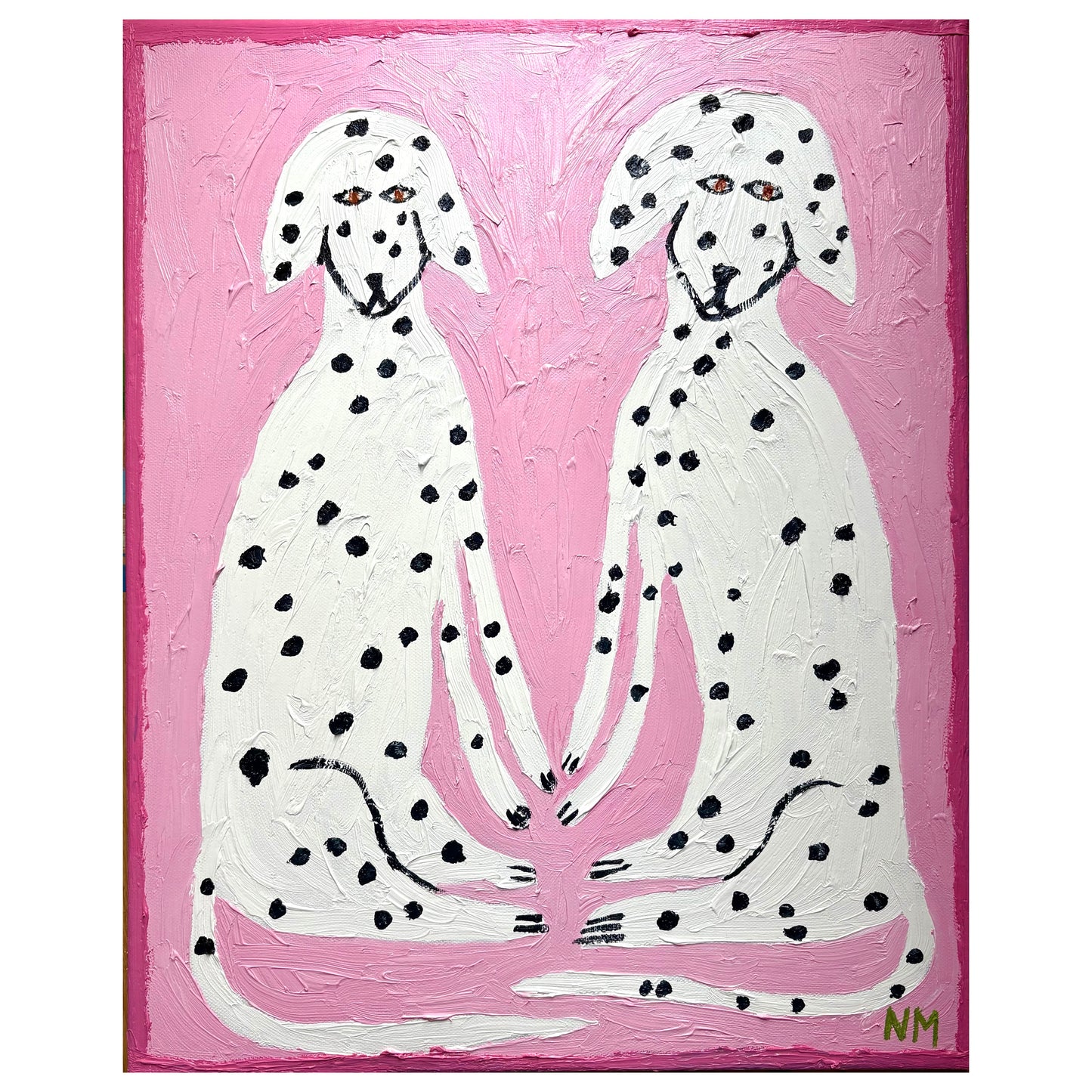 Dalmatians on pink.