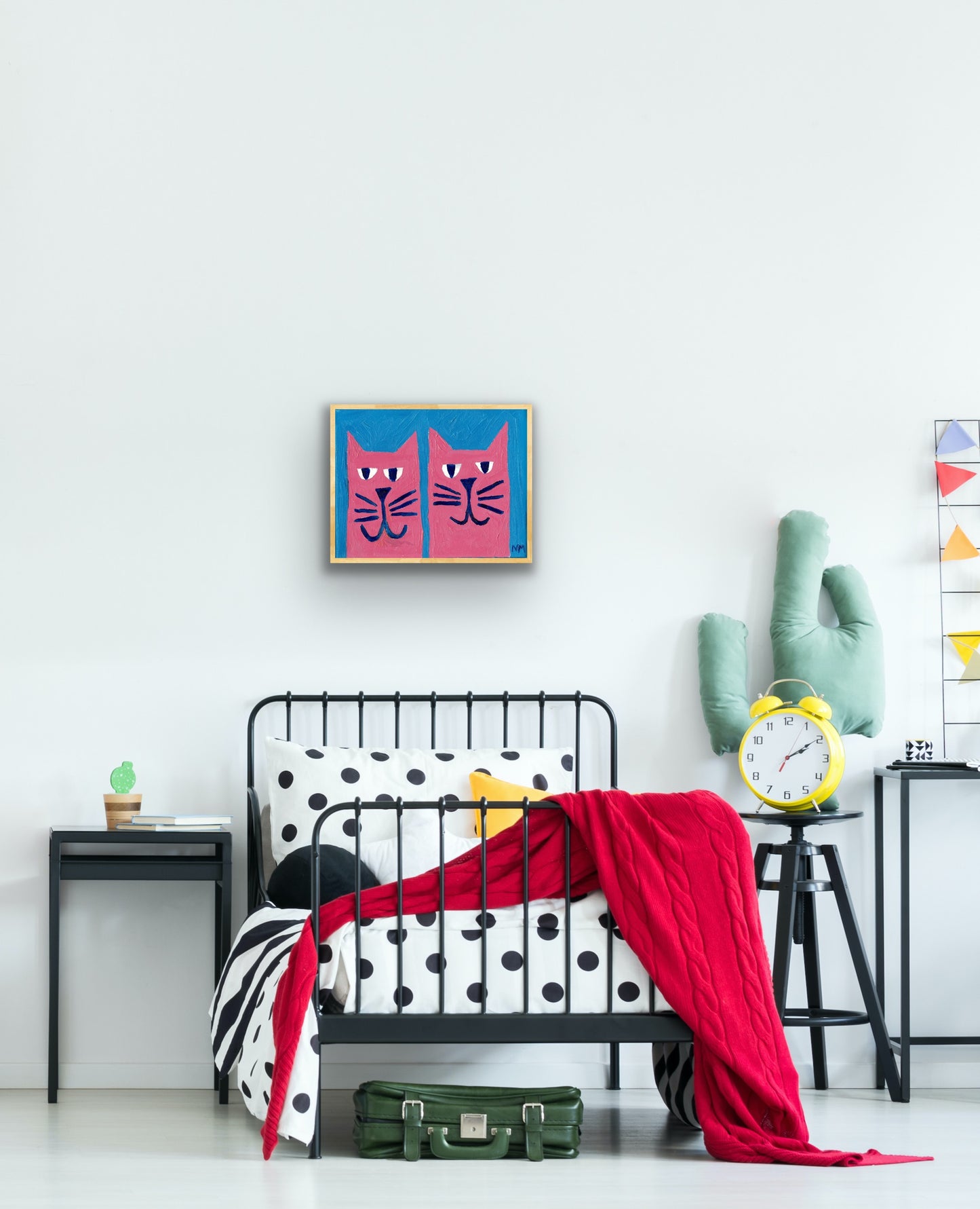 Two pink cats print.