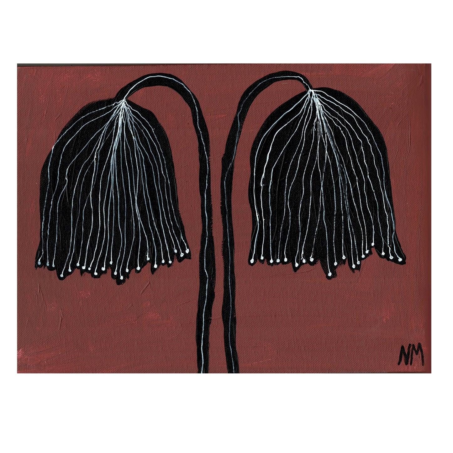 Two black flowers print.