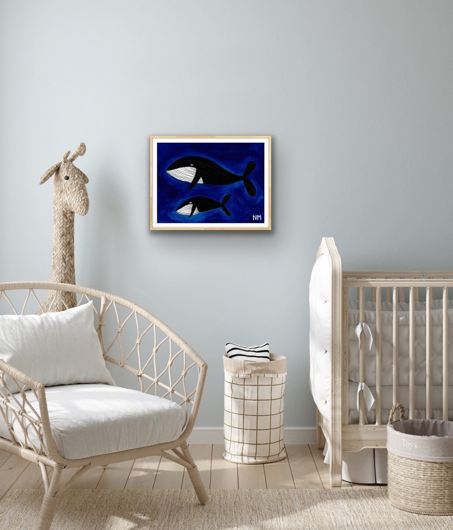 Whales in the blue print.
