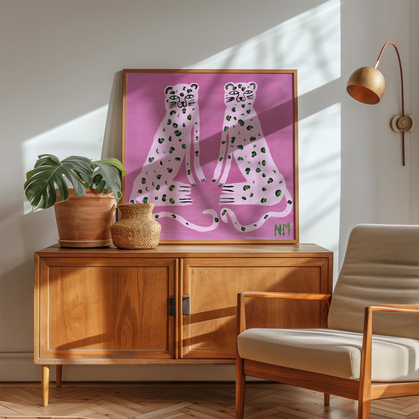 Pink leopard print.