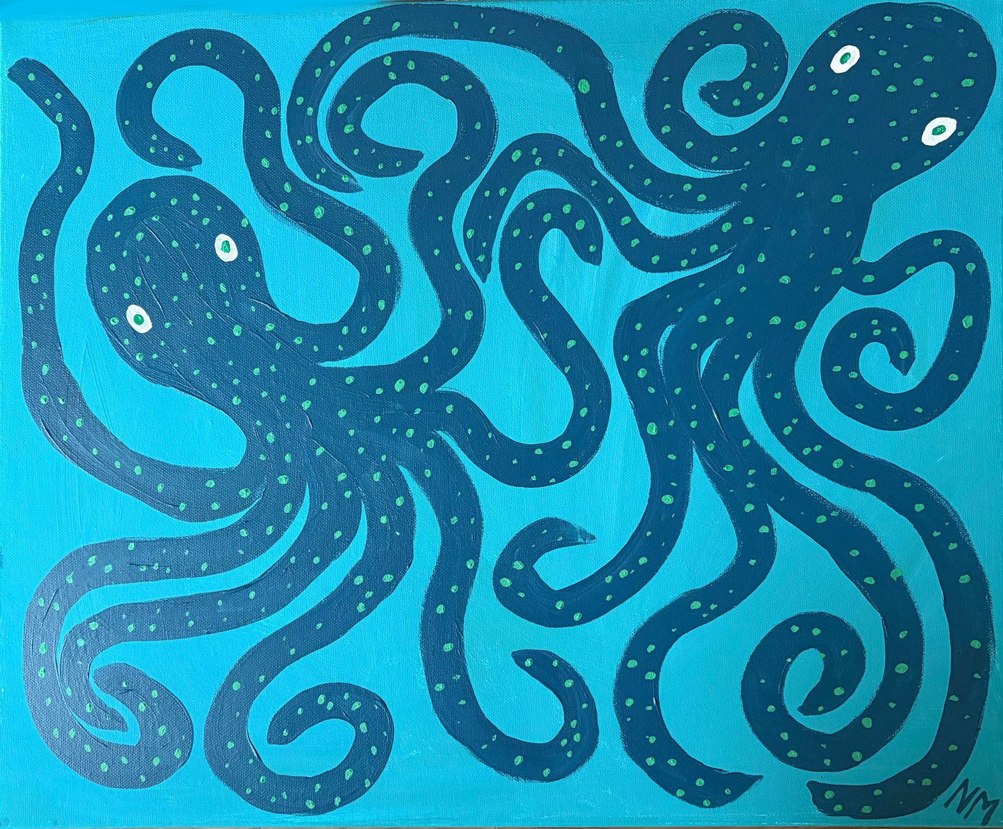 Two blue octopus