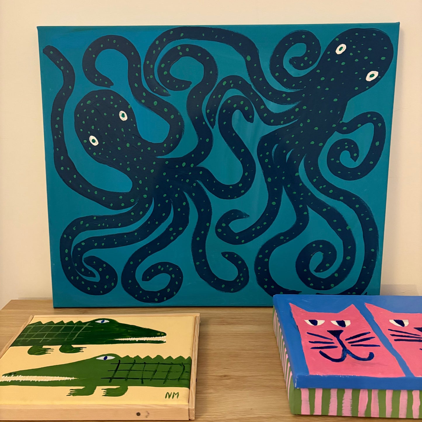 Two blue octopus