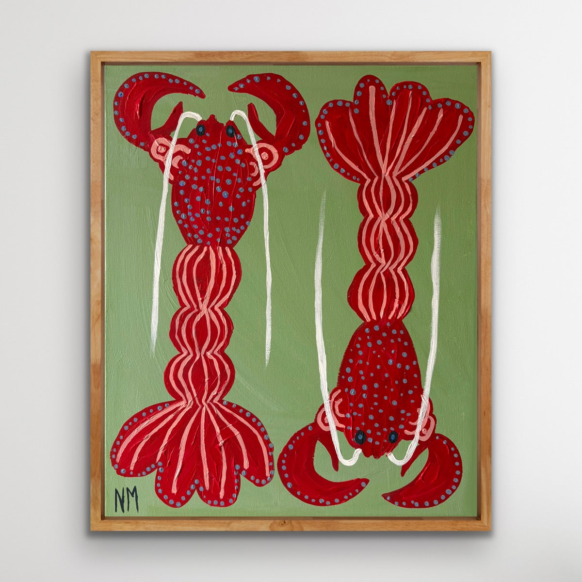 Two red lobsters print.