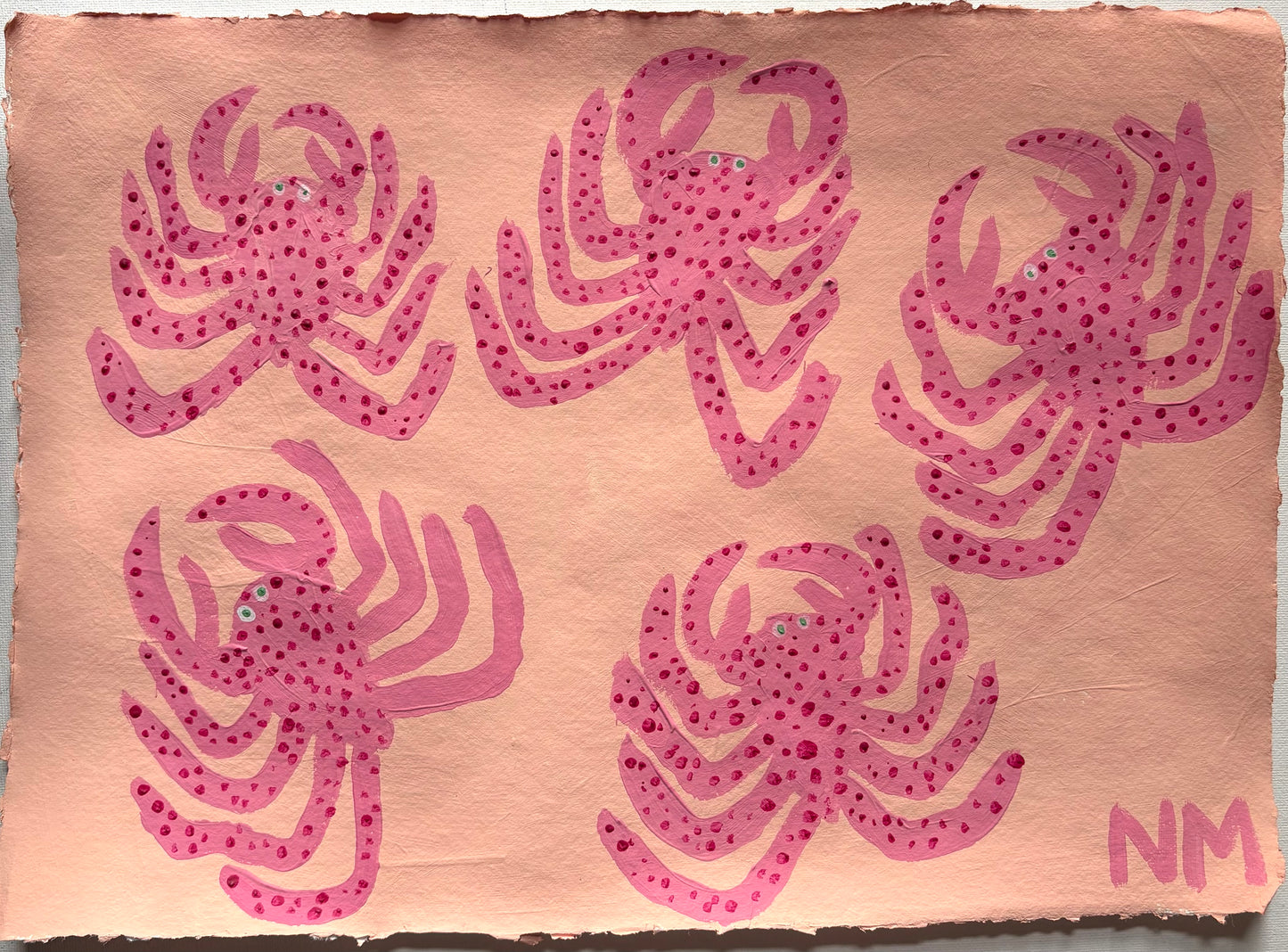 Pink spotty crabs.