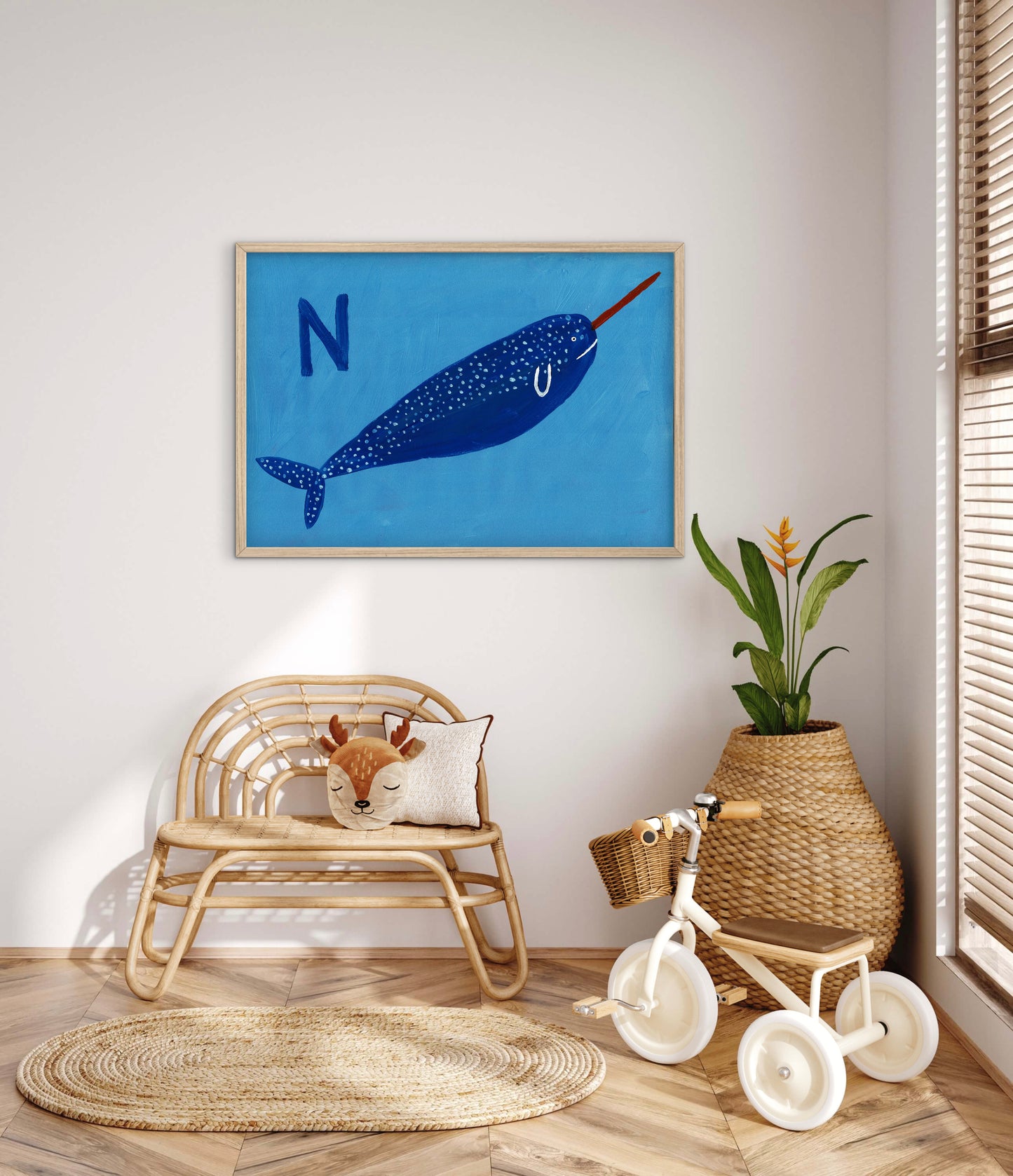 Alphabet N Narwhal Print.