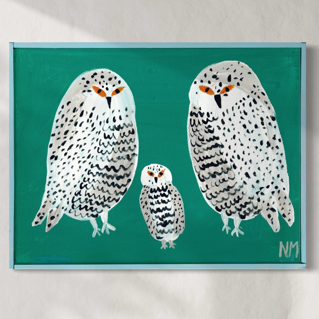 Owl family print.
