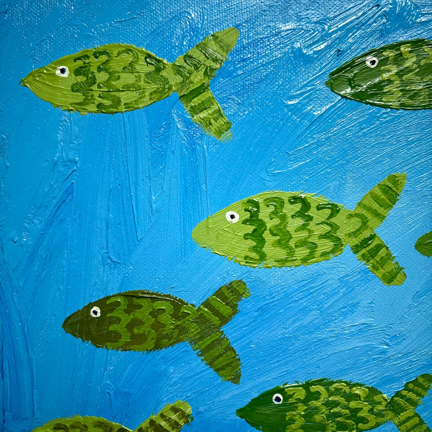 Green fish in the sea.
