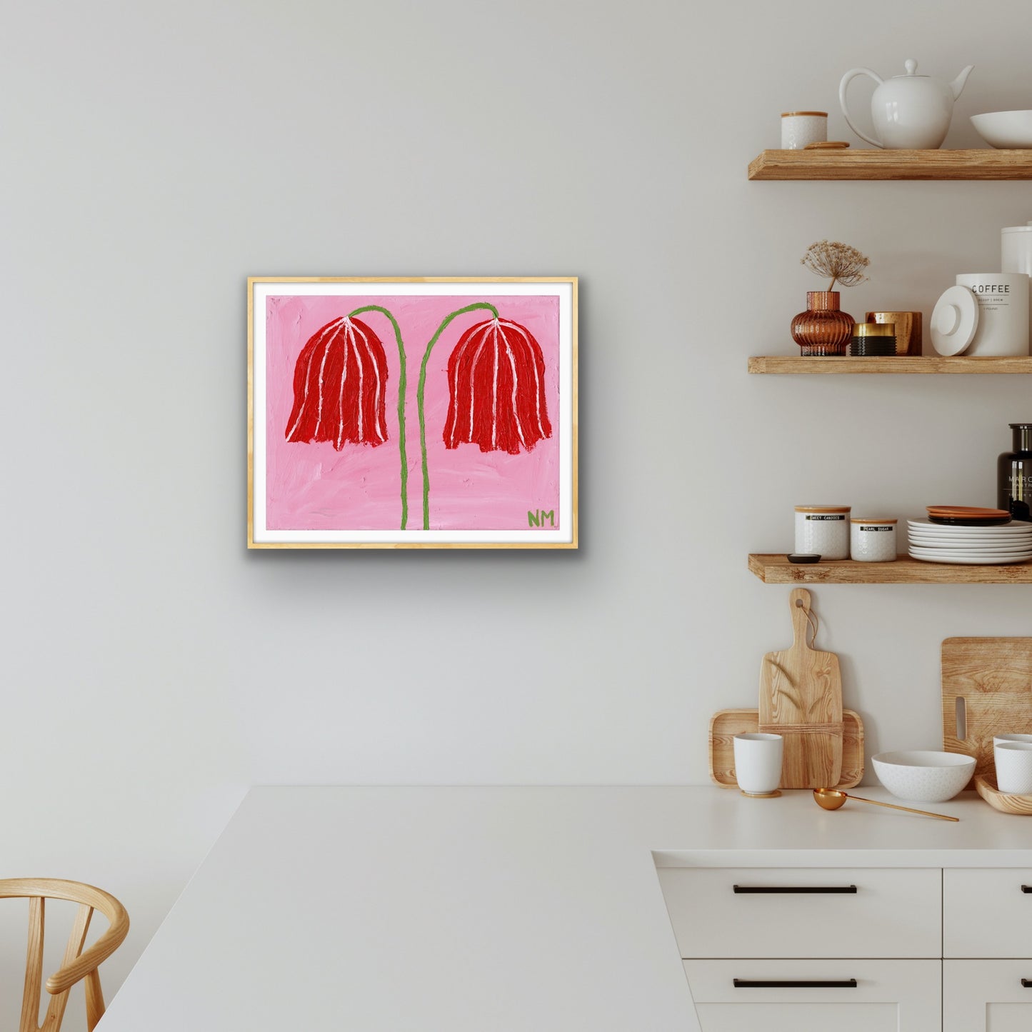 Two red flowers print.