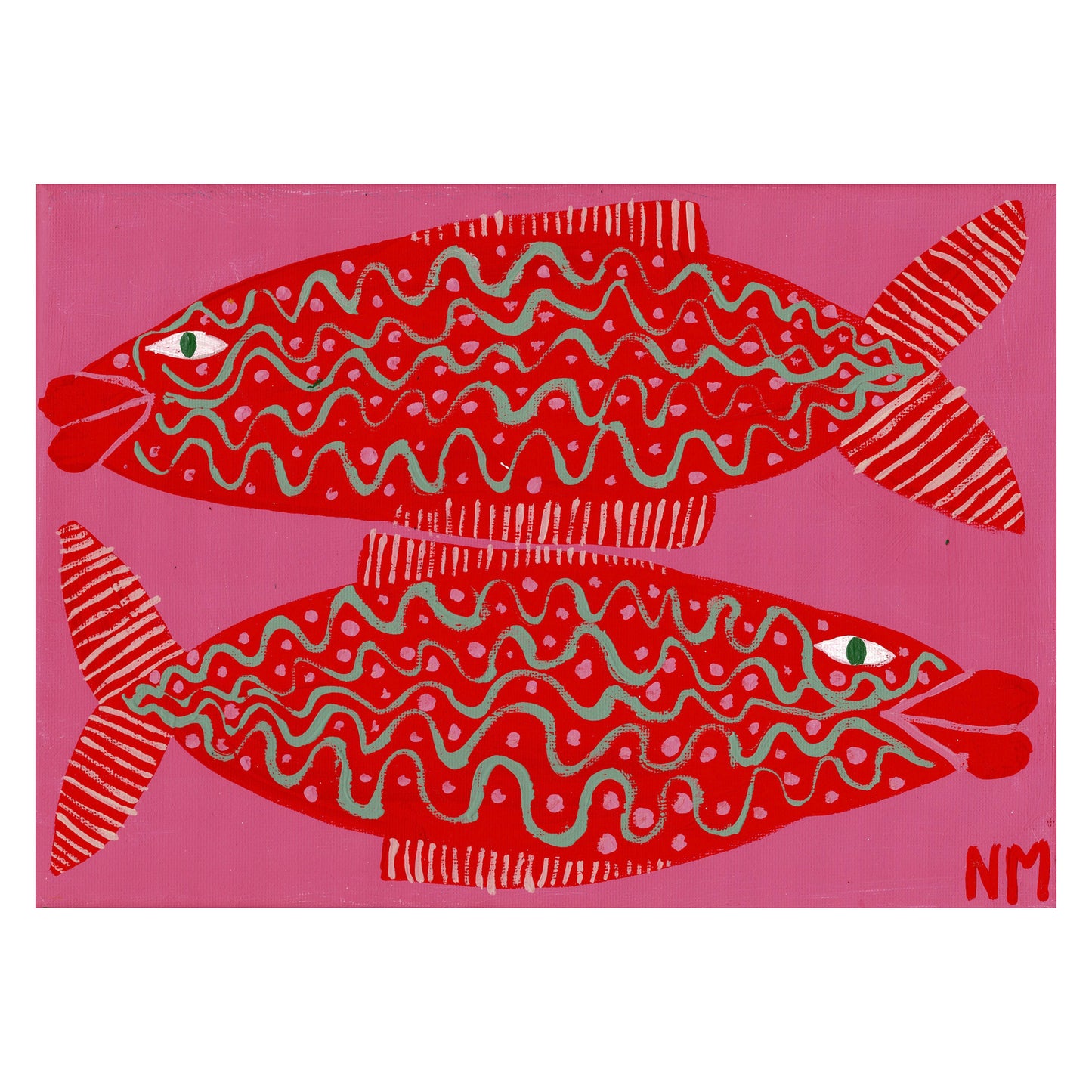 Two very fancy fish print.