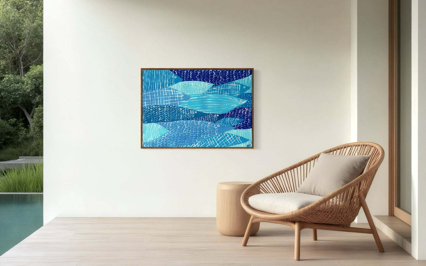 Blue fishes print