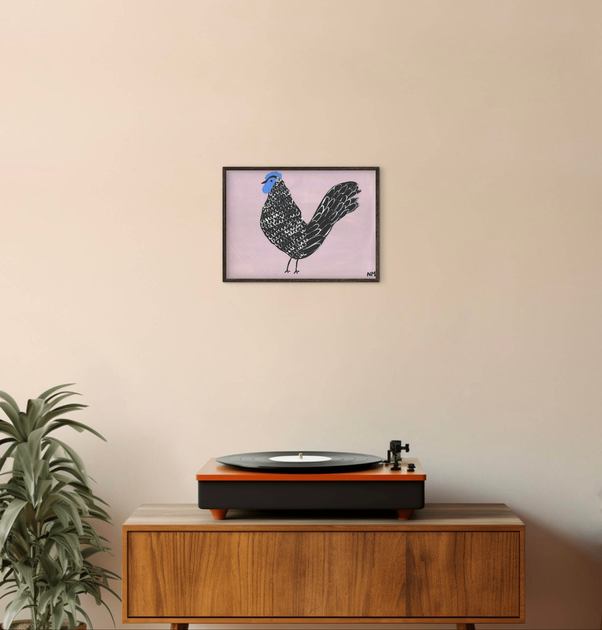 Black chicken print.