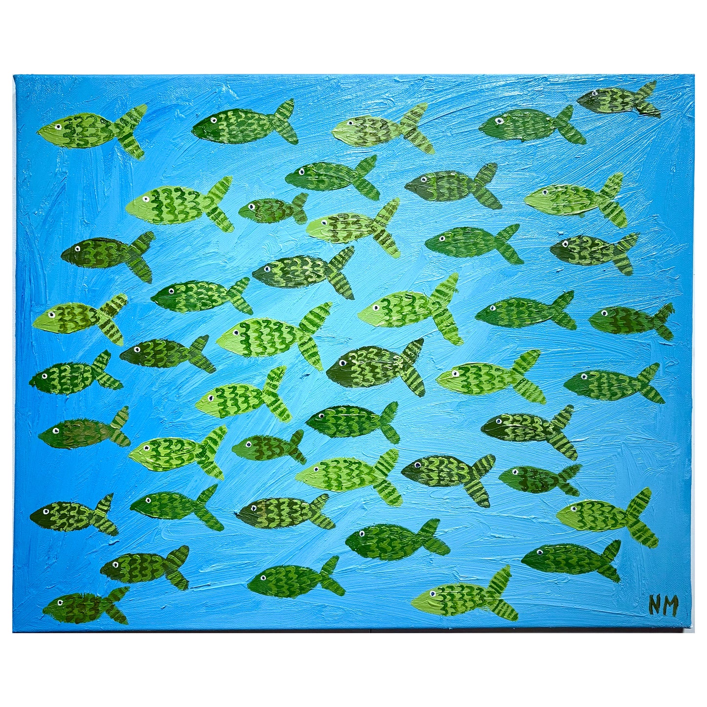 Green fish in the sea.
