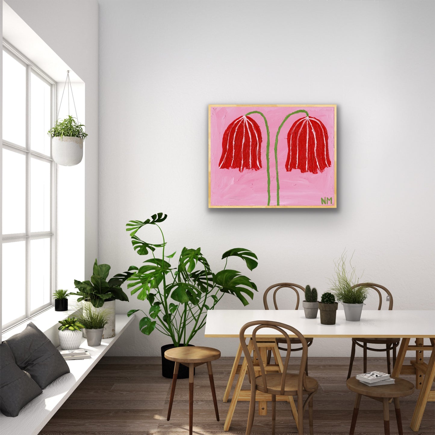 Two red flowers print.