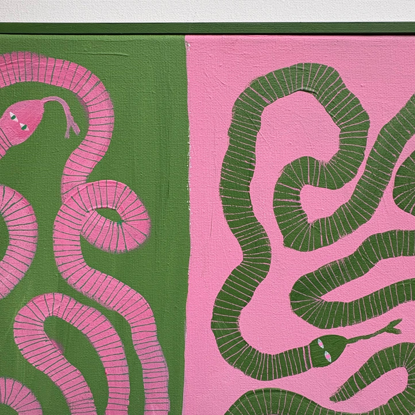 Pink and green snakes.