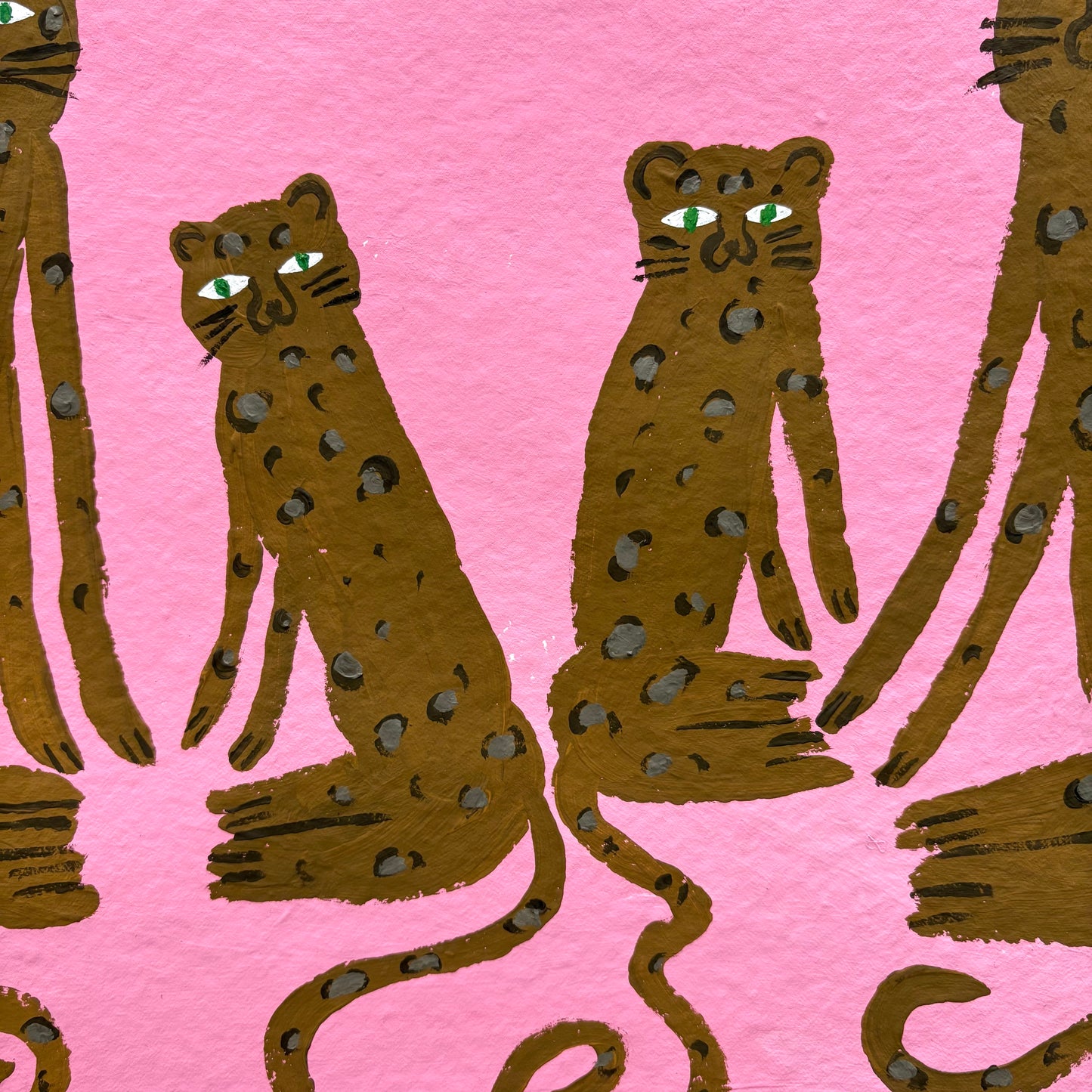 Leopard family on pink.