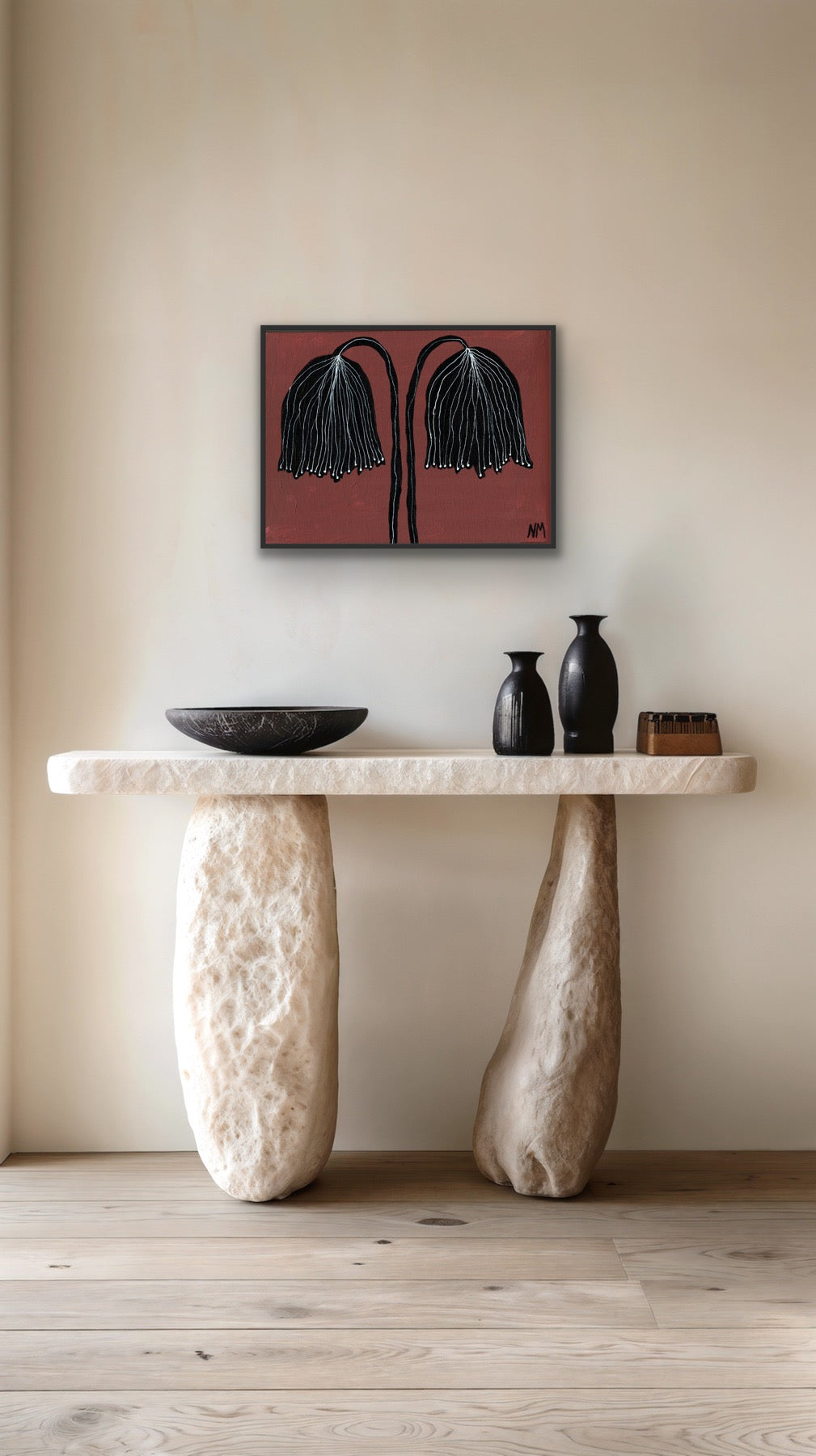 Two black flowers print.