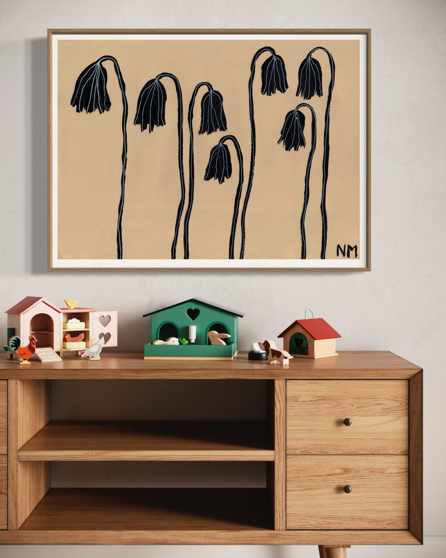 Black flowers print.