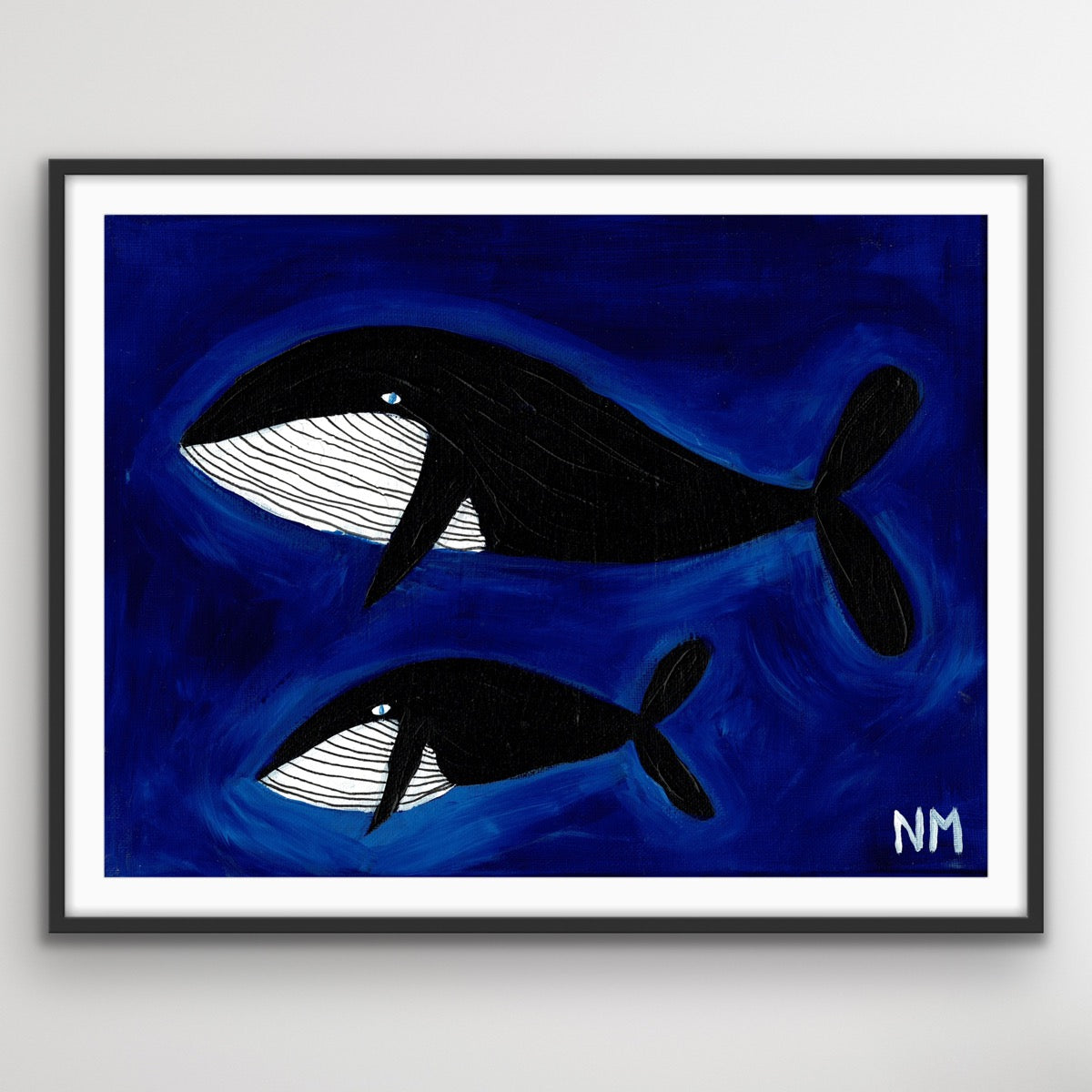 Whales in the blue print.