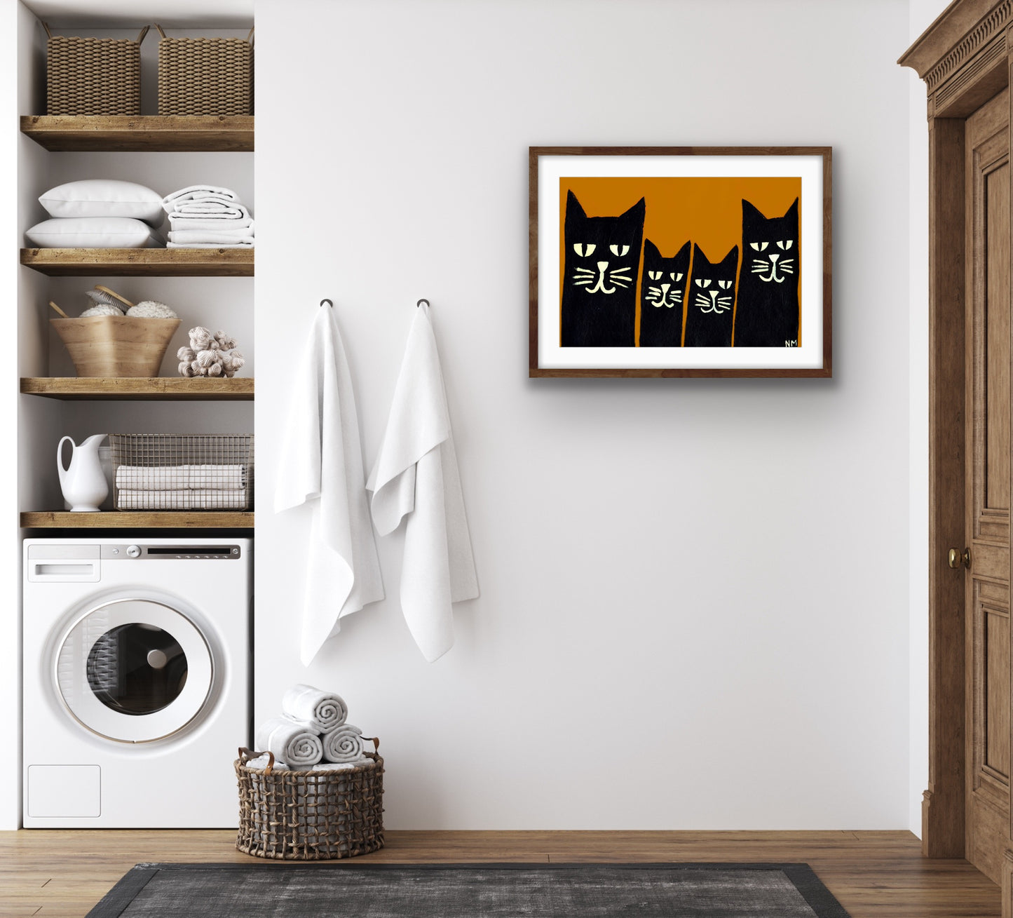Black cat family print.