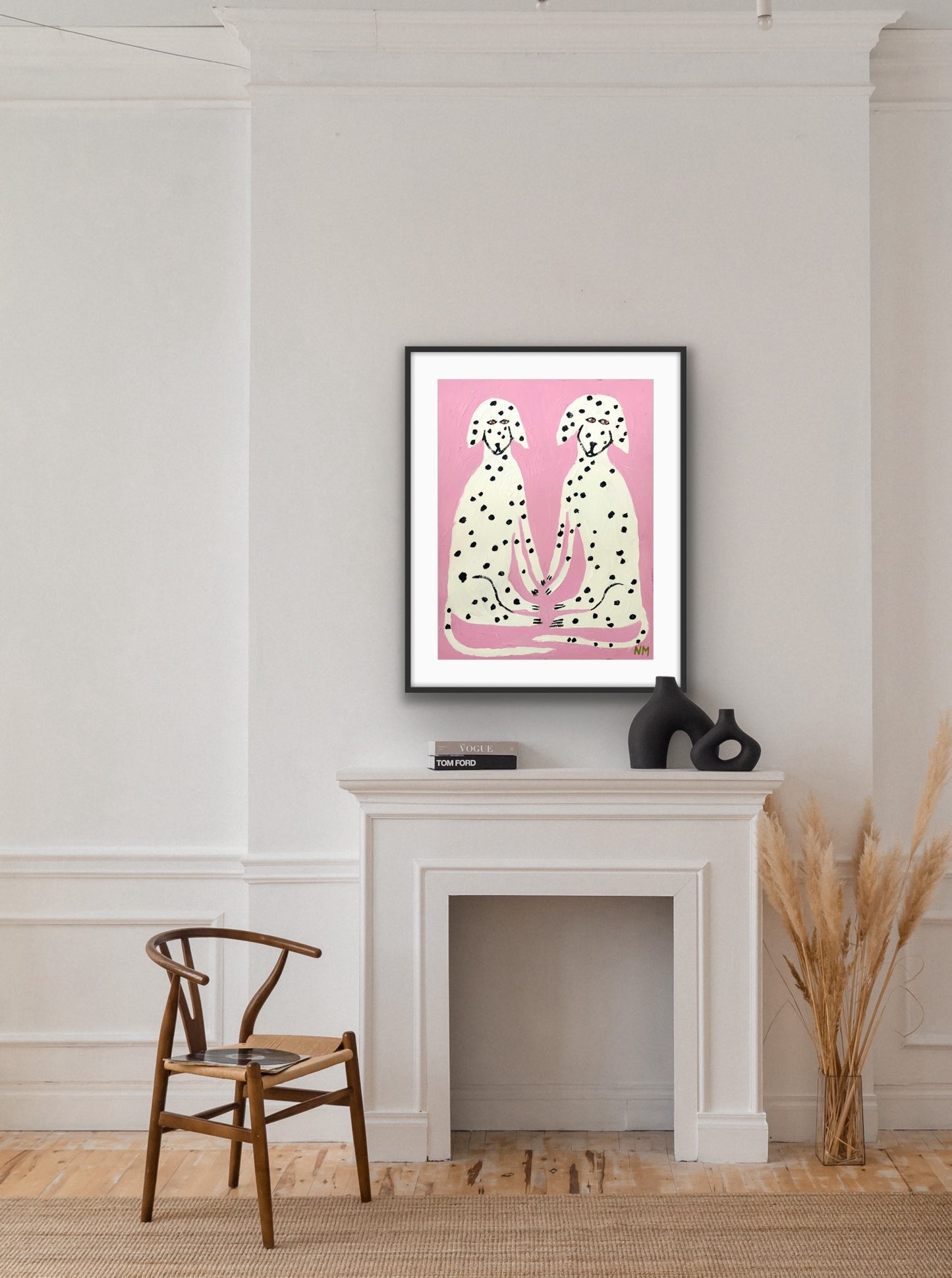 Dalmatians on pink print.