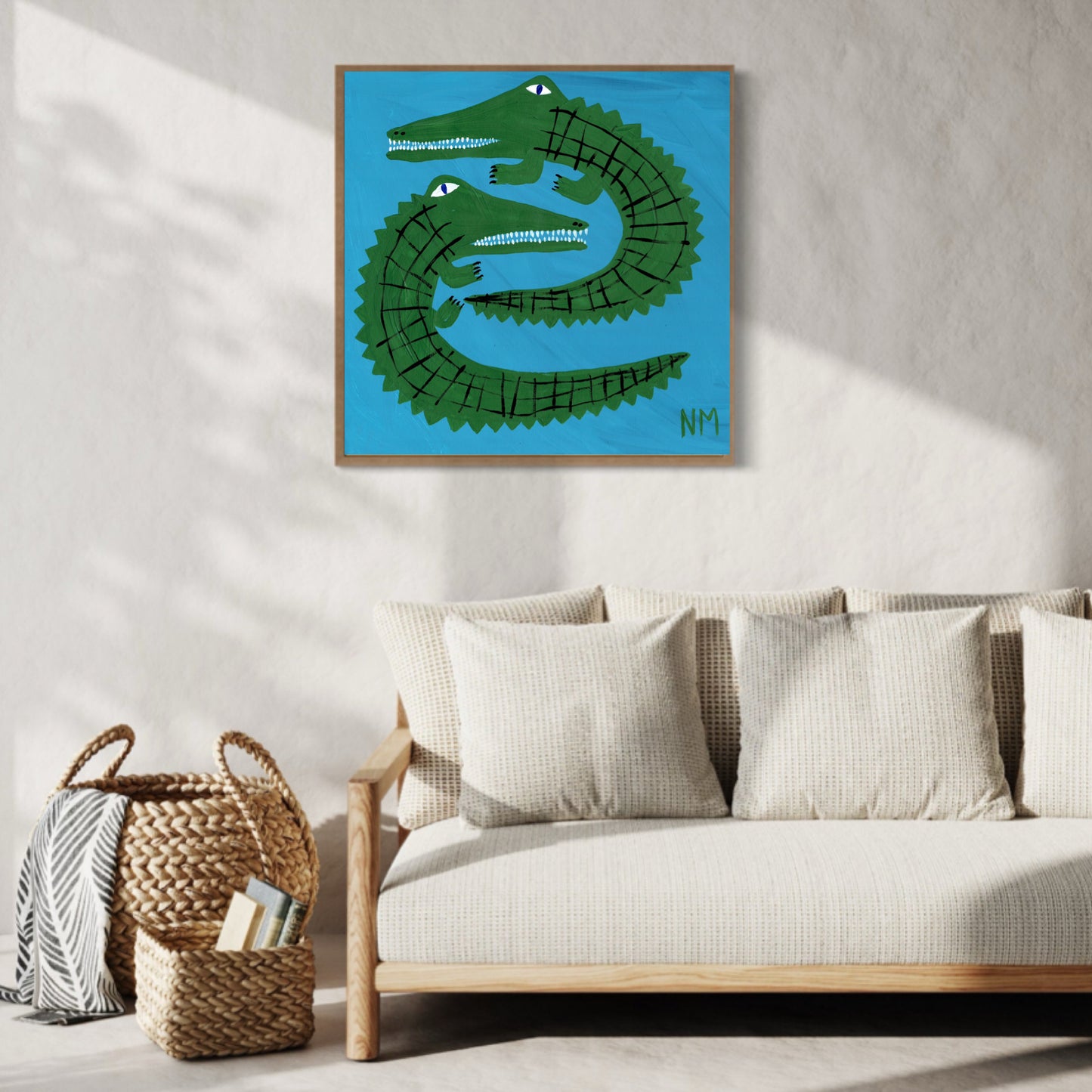 Green crocodile print.