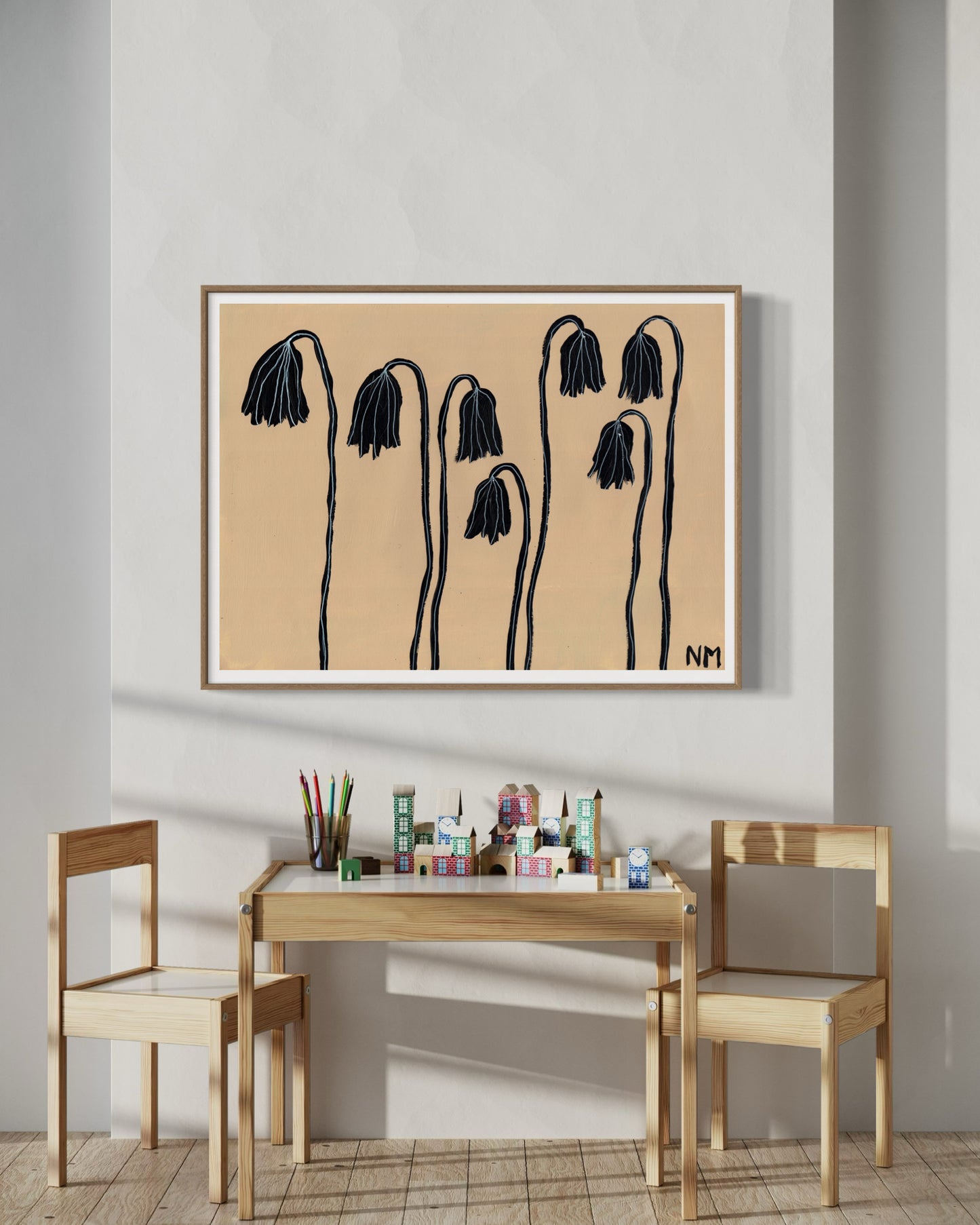 Black flowers print.
