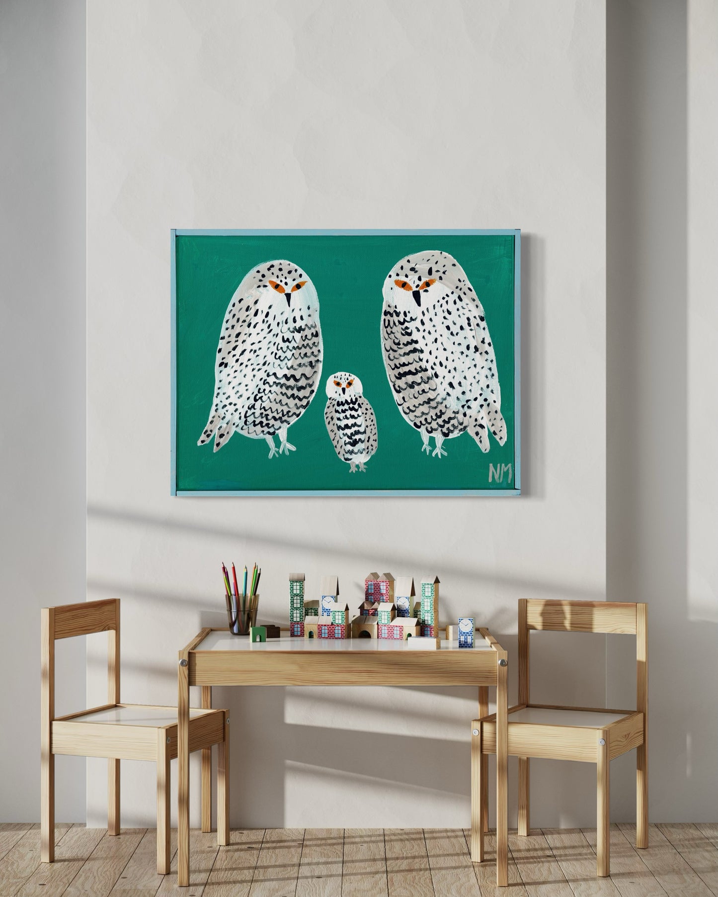 Owl family print.