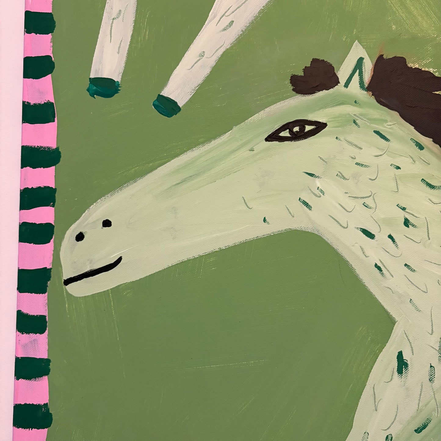 Two white horses.
