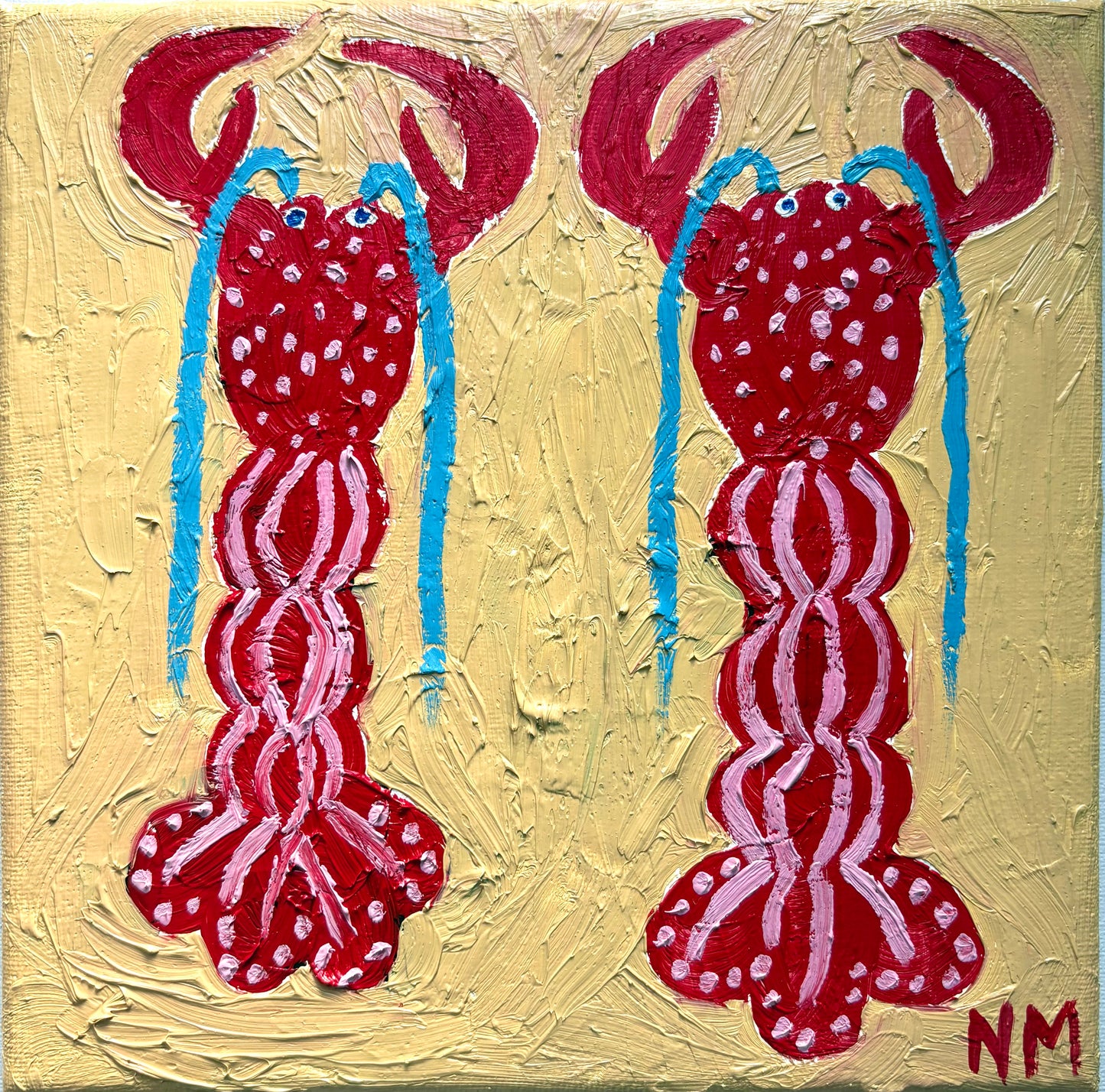Two red lobsters.