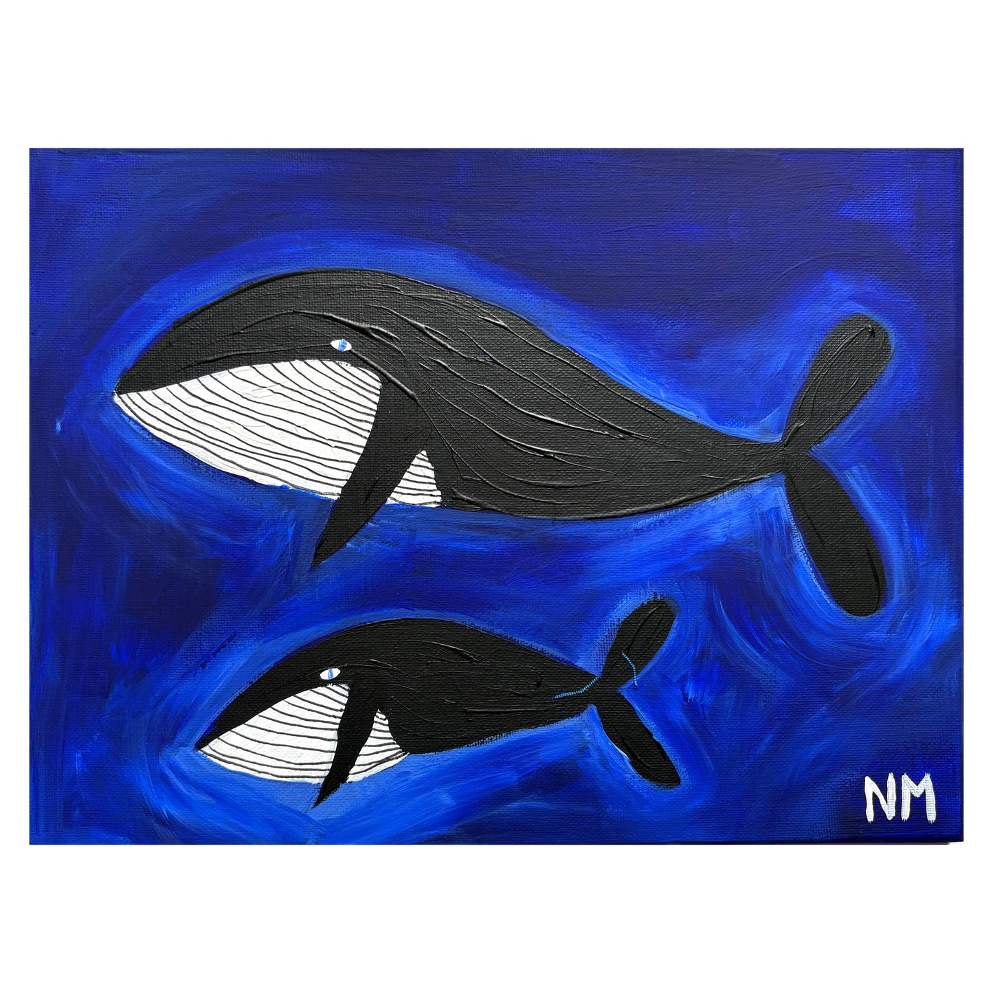 Whales in the blue.