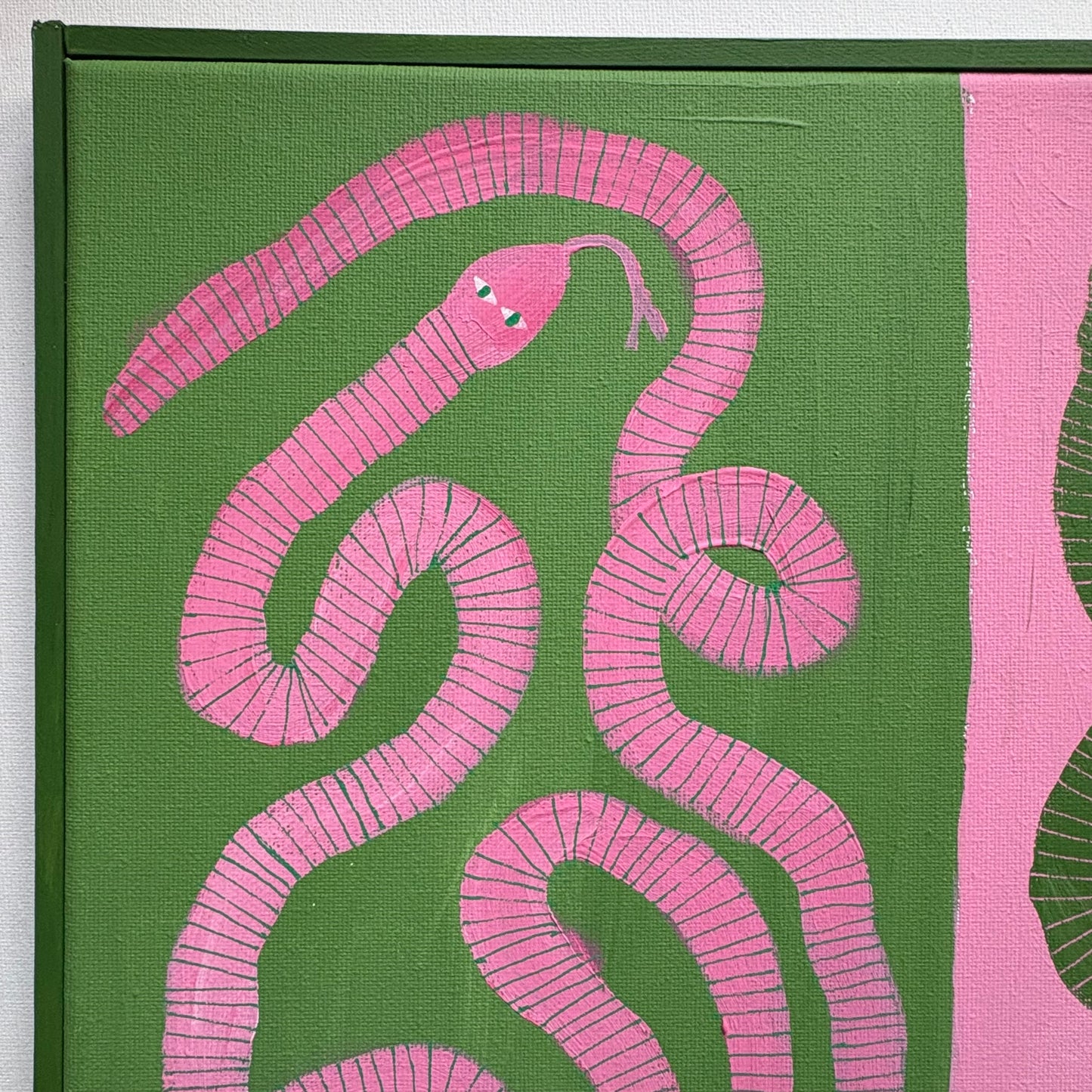 Pink and green snakes.