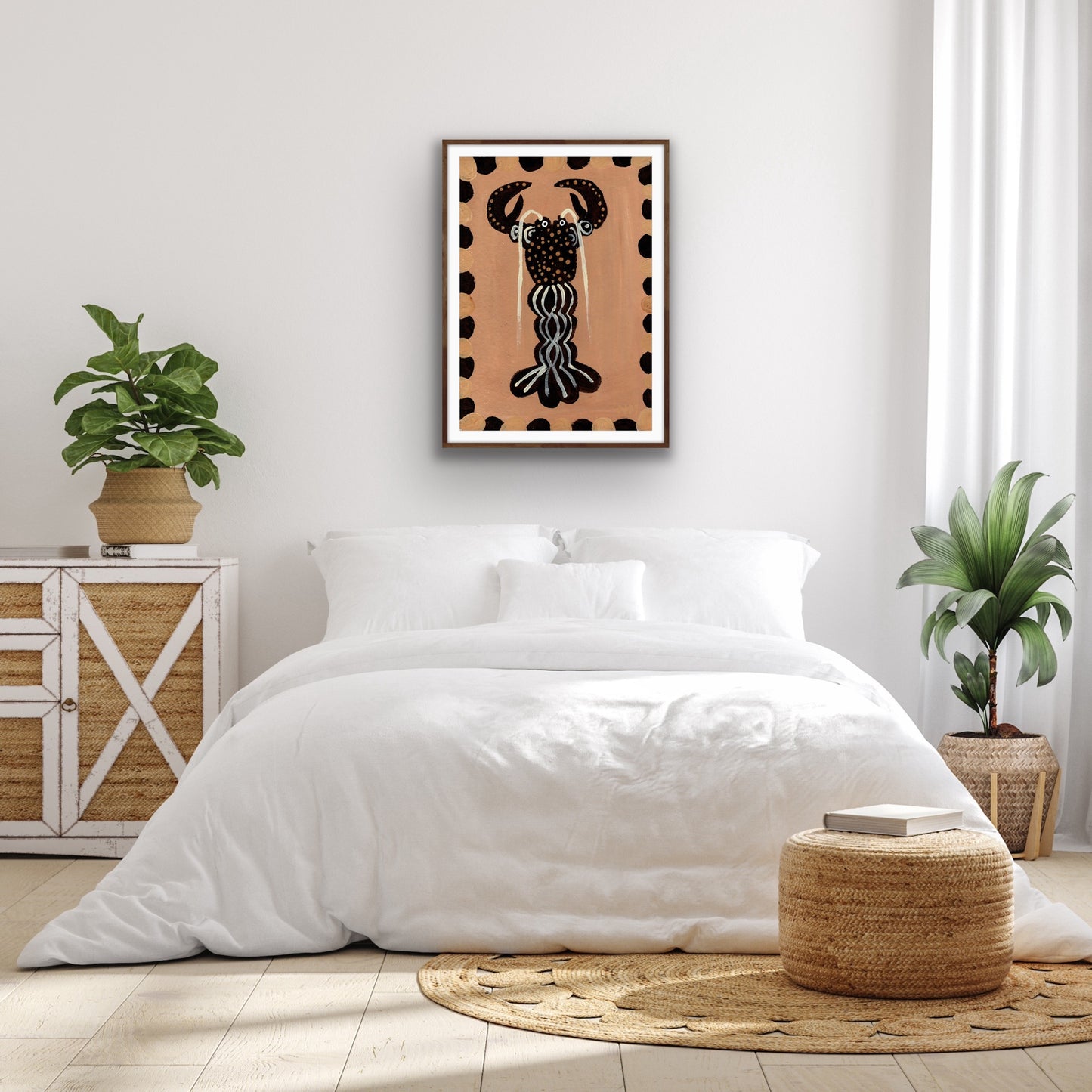Brown lobster print.
