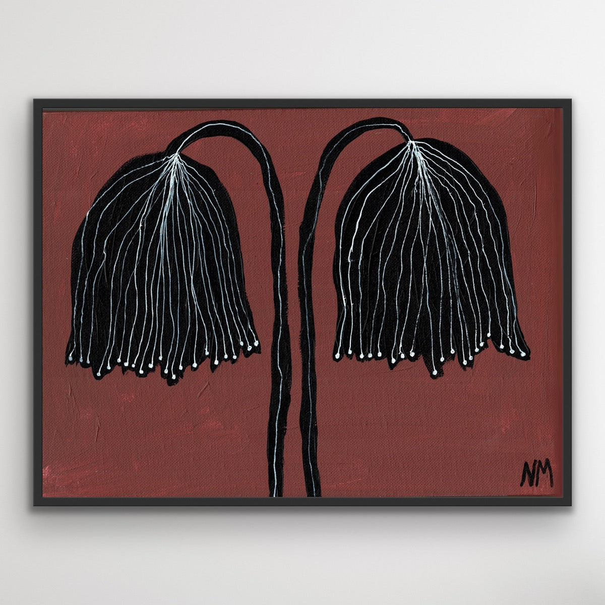 Two black flowers print.