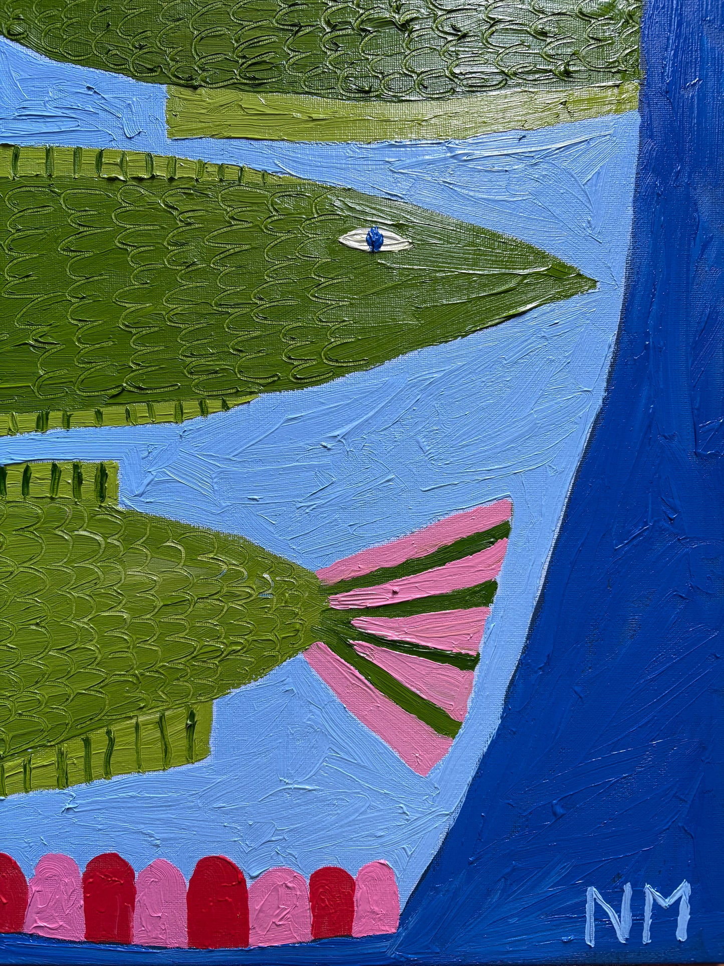Green fish vase.