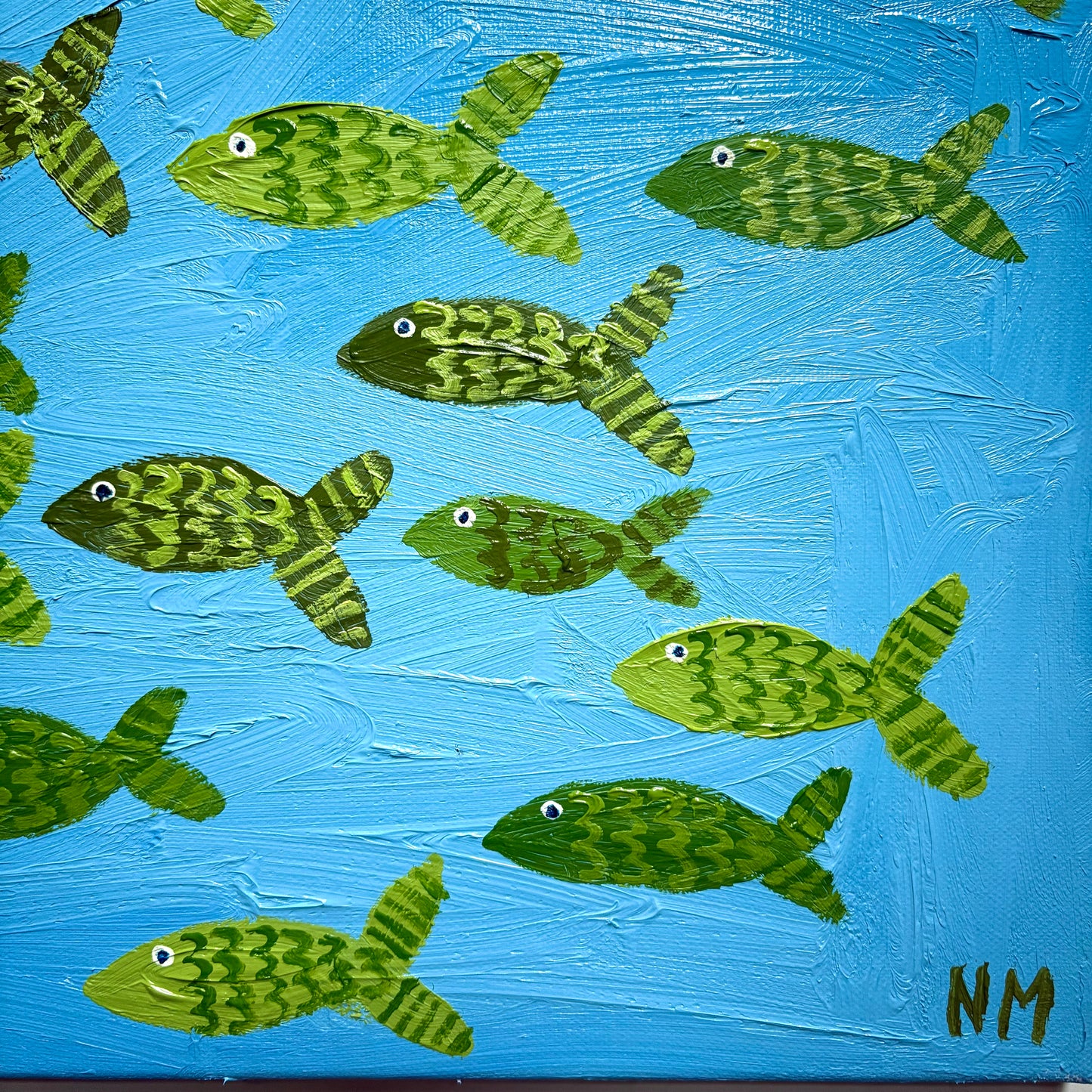 Green fish in the sea.