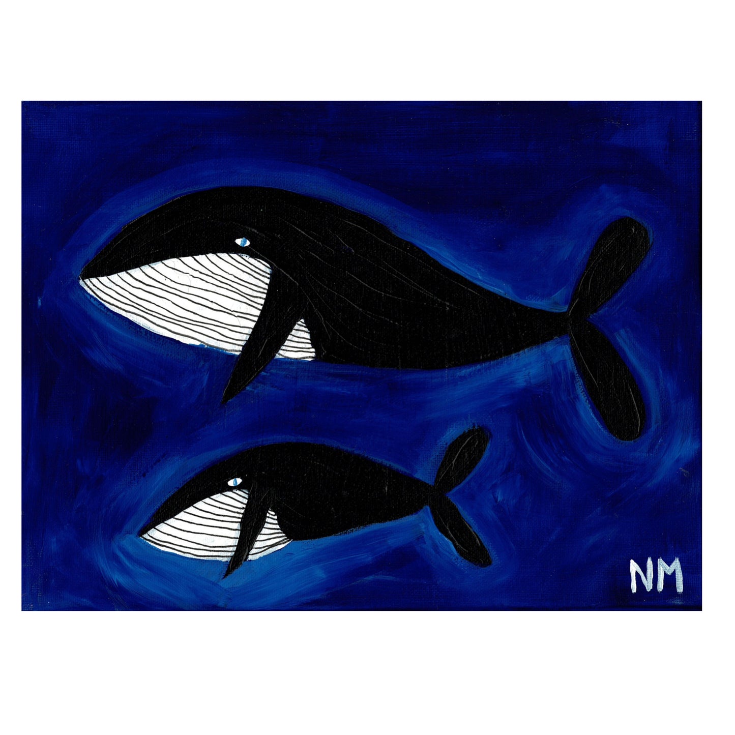 Whales in the blue print.