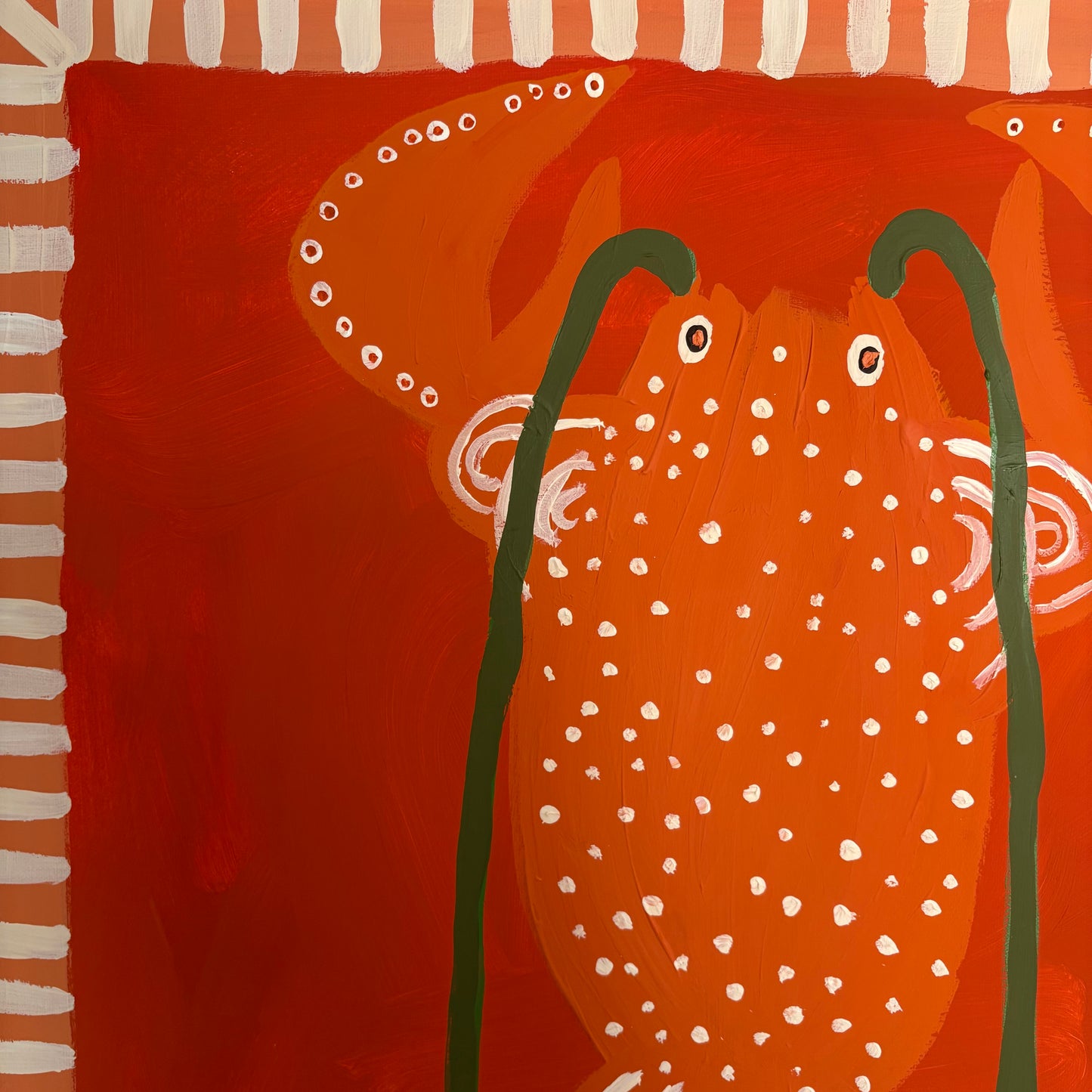 Three orange lobsters.
