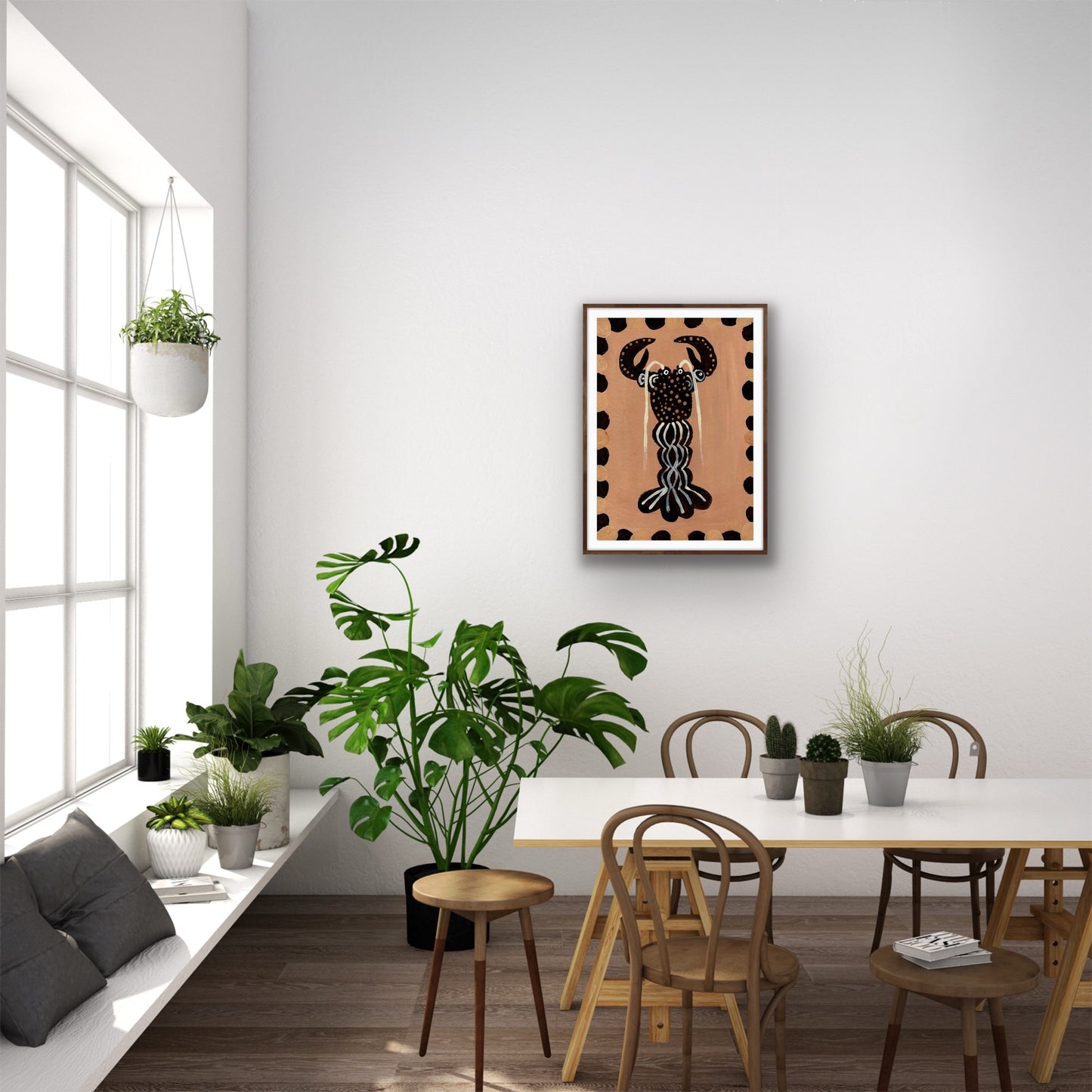 Brown lobster print.