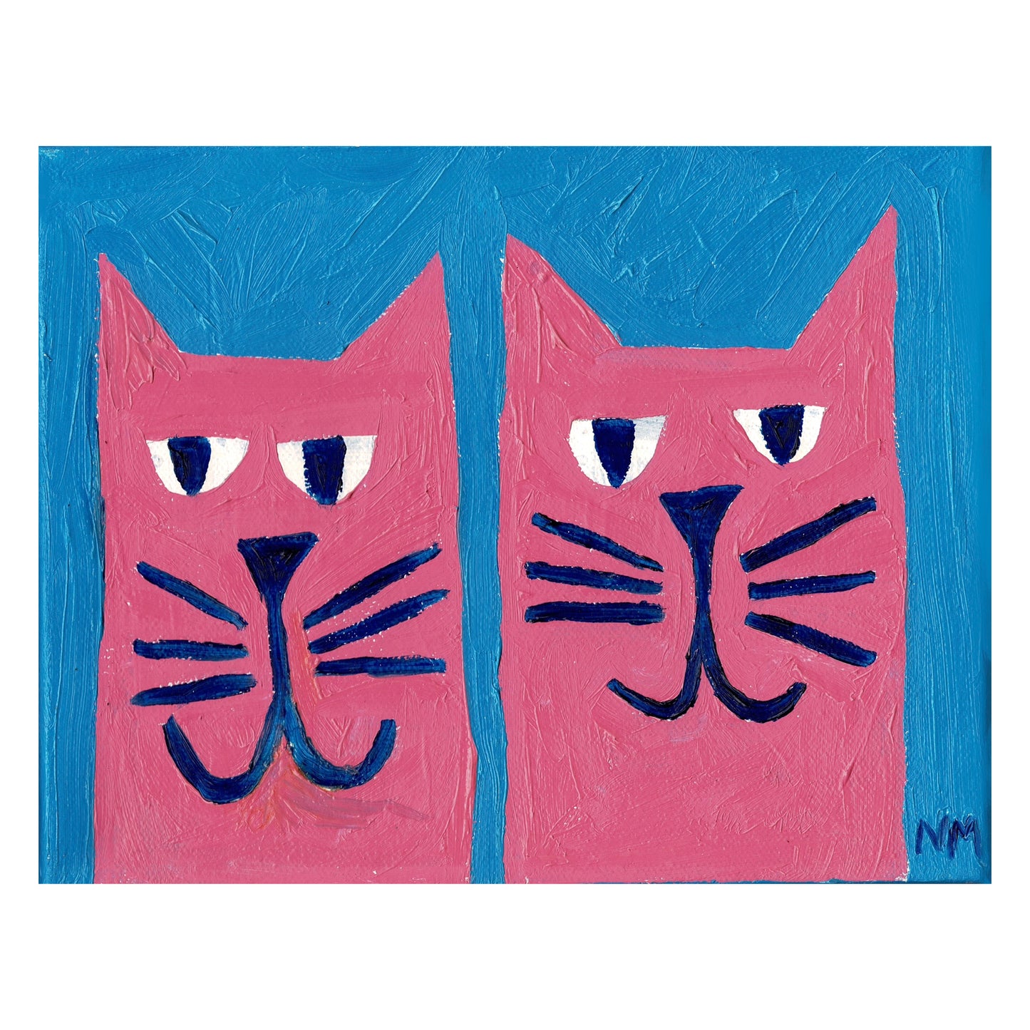 Two pink cats print.