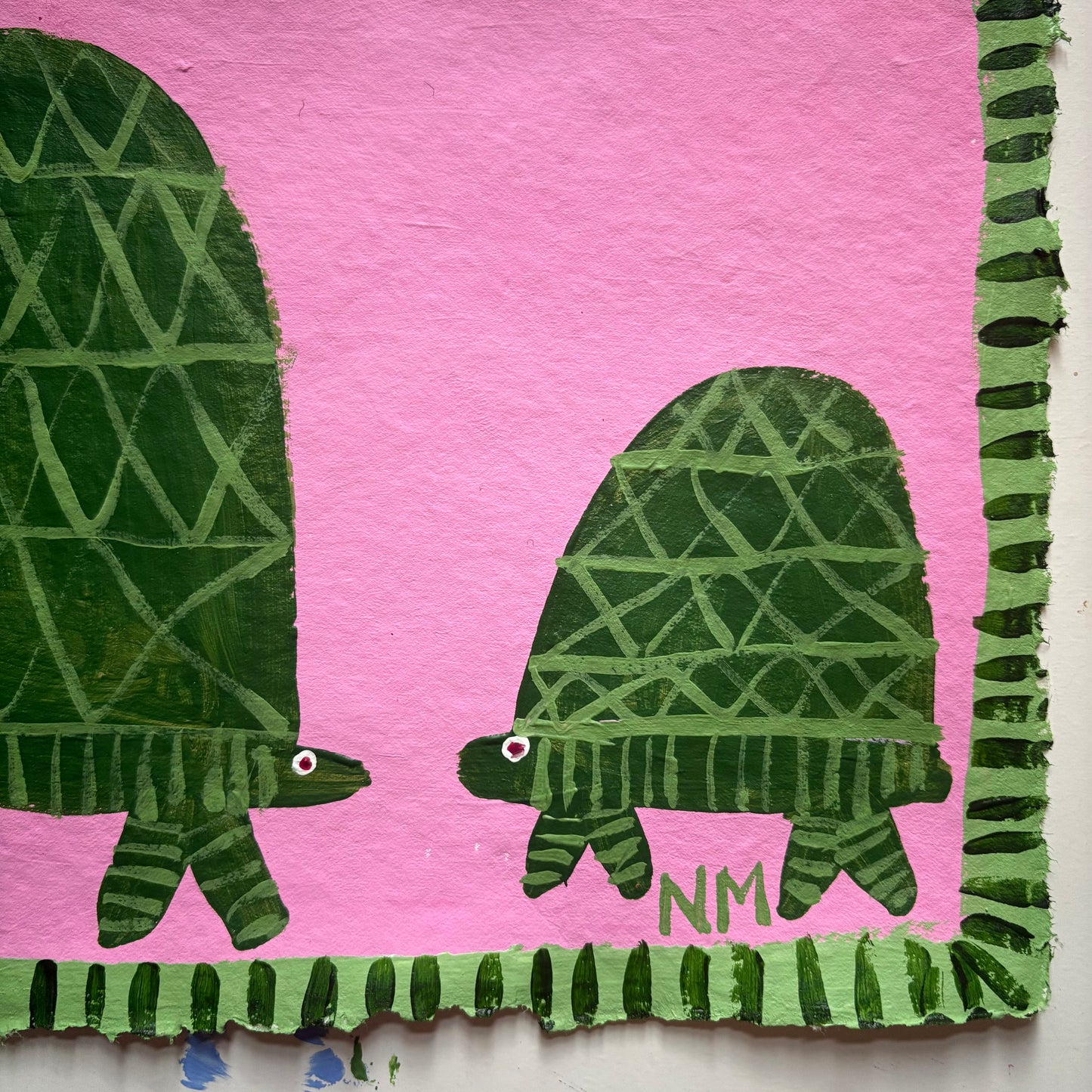 Green tortoises.