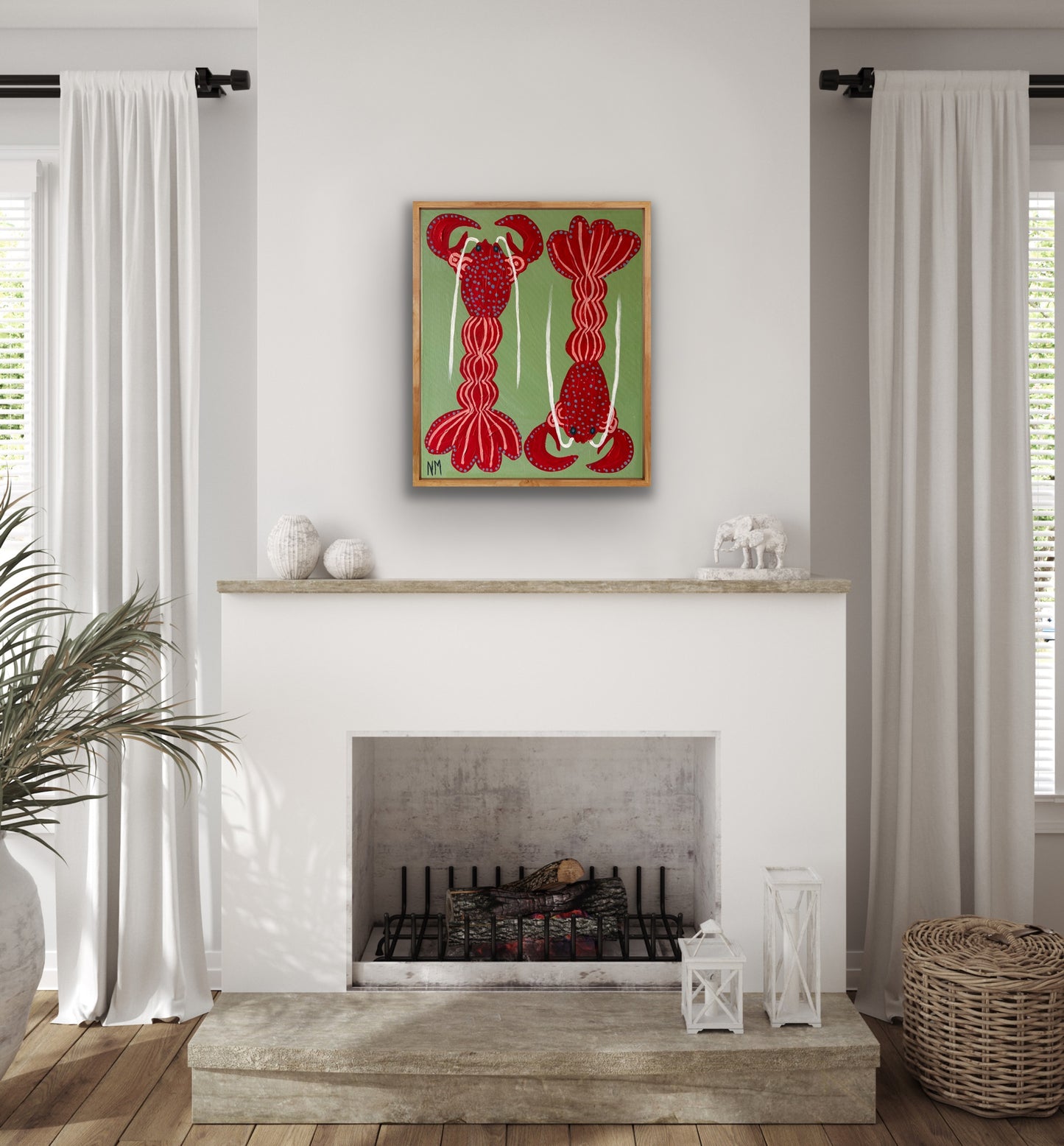 Two red lobsters print.