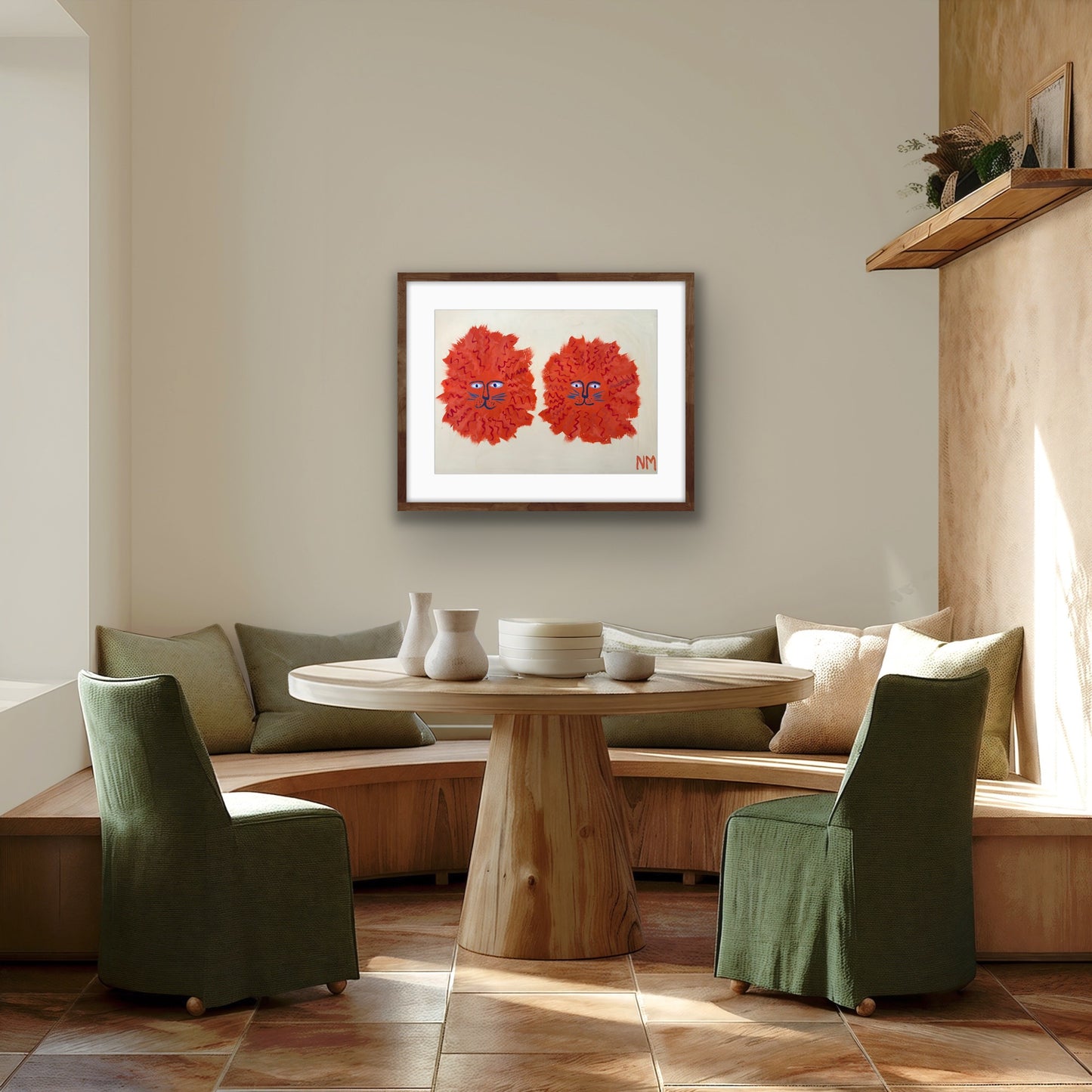 Two lions print.